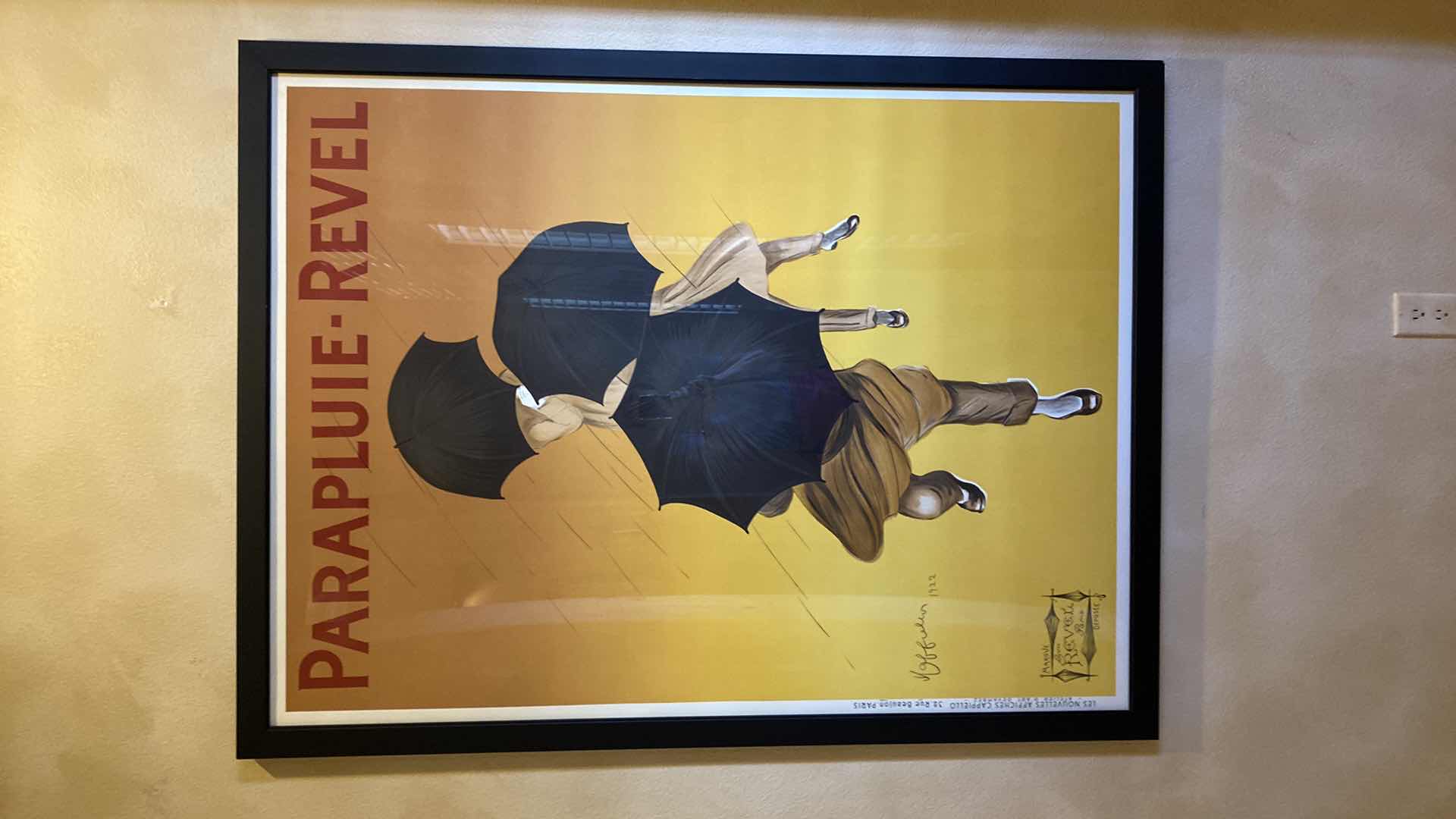 Photo 3 of BLACK FRAMED PARAPLUIE - REVEL 1922 VINTAGE POSTER ARTWORK 41.5” X 55”