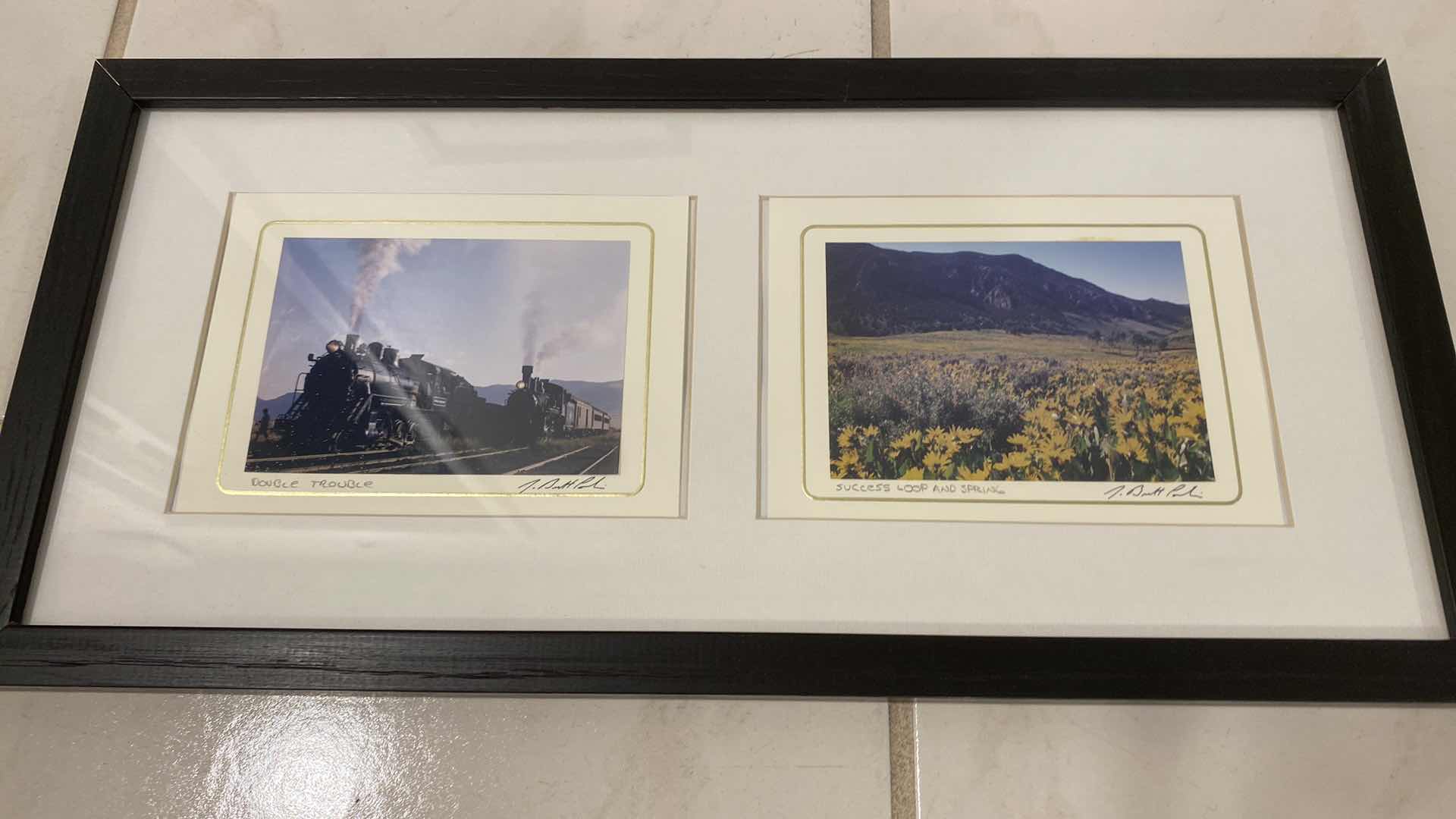 Photo 4 of 5-BLACK FRAMED SIGNED TRAIN ART 9” X 19”