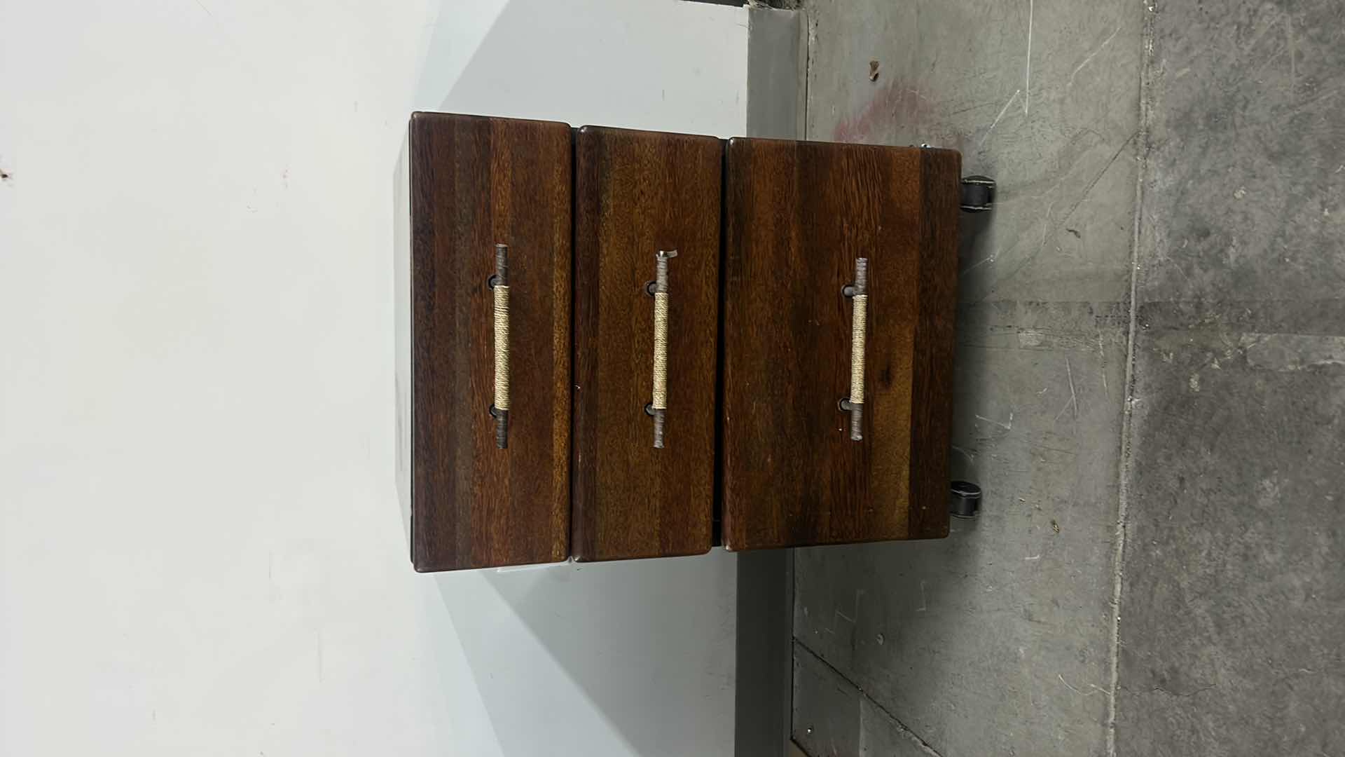 Photo 9 of MENDI 3 DRAWER PALMWOOD FILE CABINET W METAL PULLS BY PACIFIC GREEN 18 x 18 x H 24.5”