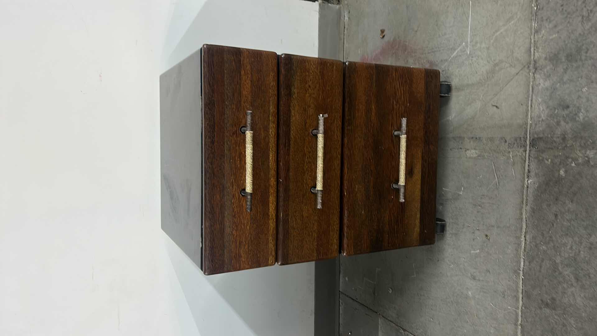 Photo 2 of MENDI 3 DRAWER PALMWOOD FILE CABINET W METAL PULLS BY PACIFIC GREEN 18 x 18 x H 24.5”