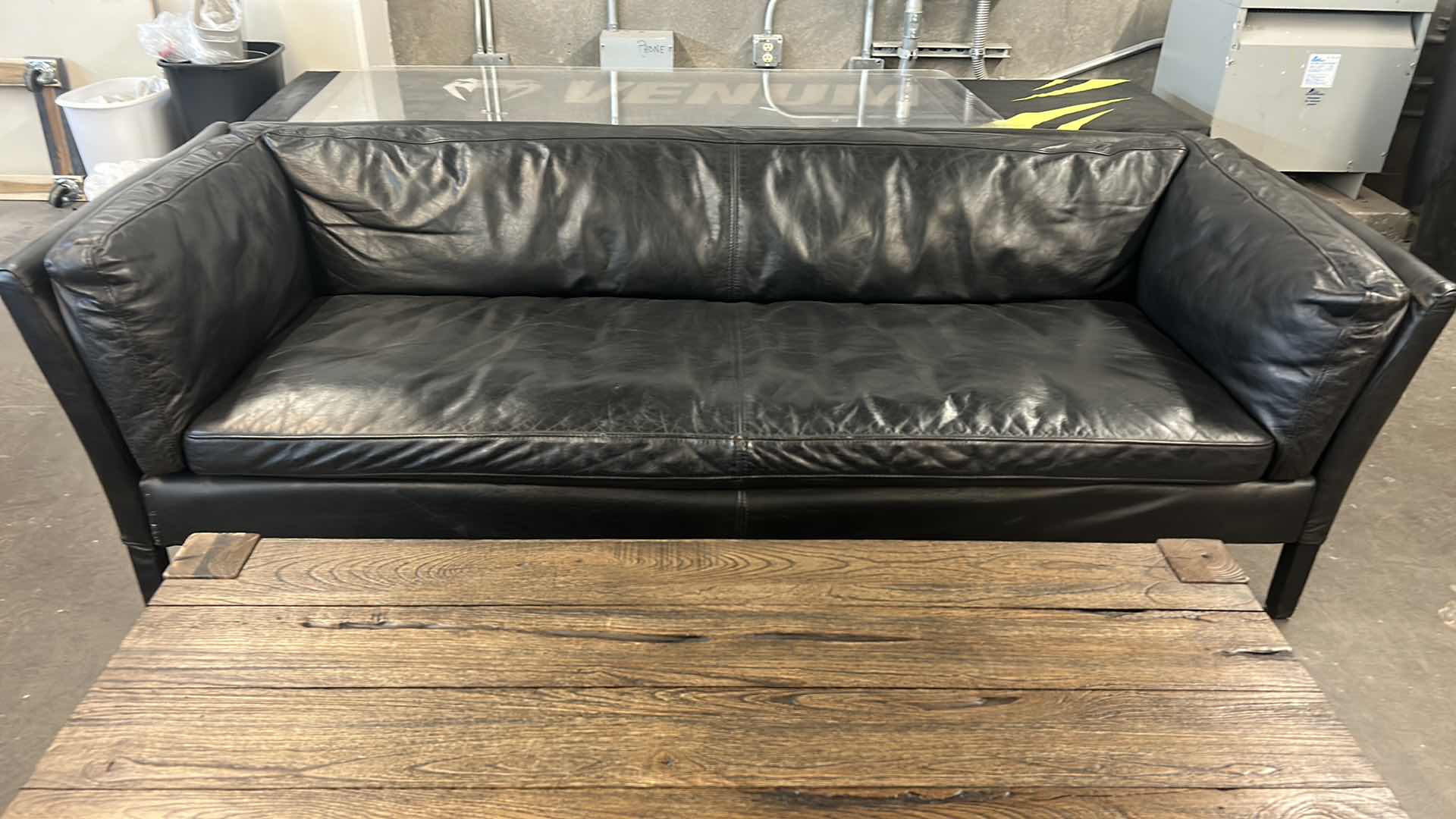 Photo 2 of 7’ BLACK LEATHER SOFA  ( OTHER PIECES SOLD SEPARATELY)