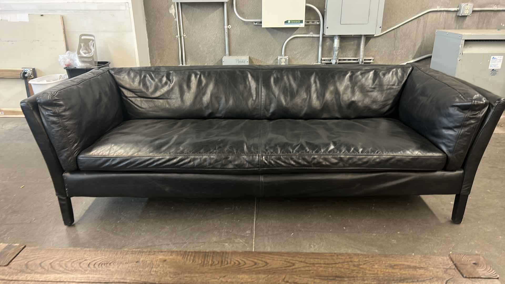 Photo 3 of 7’ BLACK LEATHER SOFA  ( OTHER PIECES SOLD SEPARATELY)