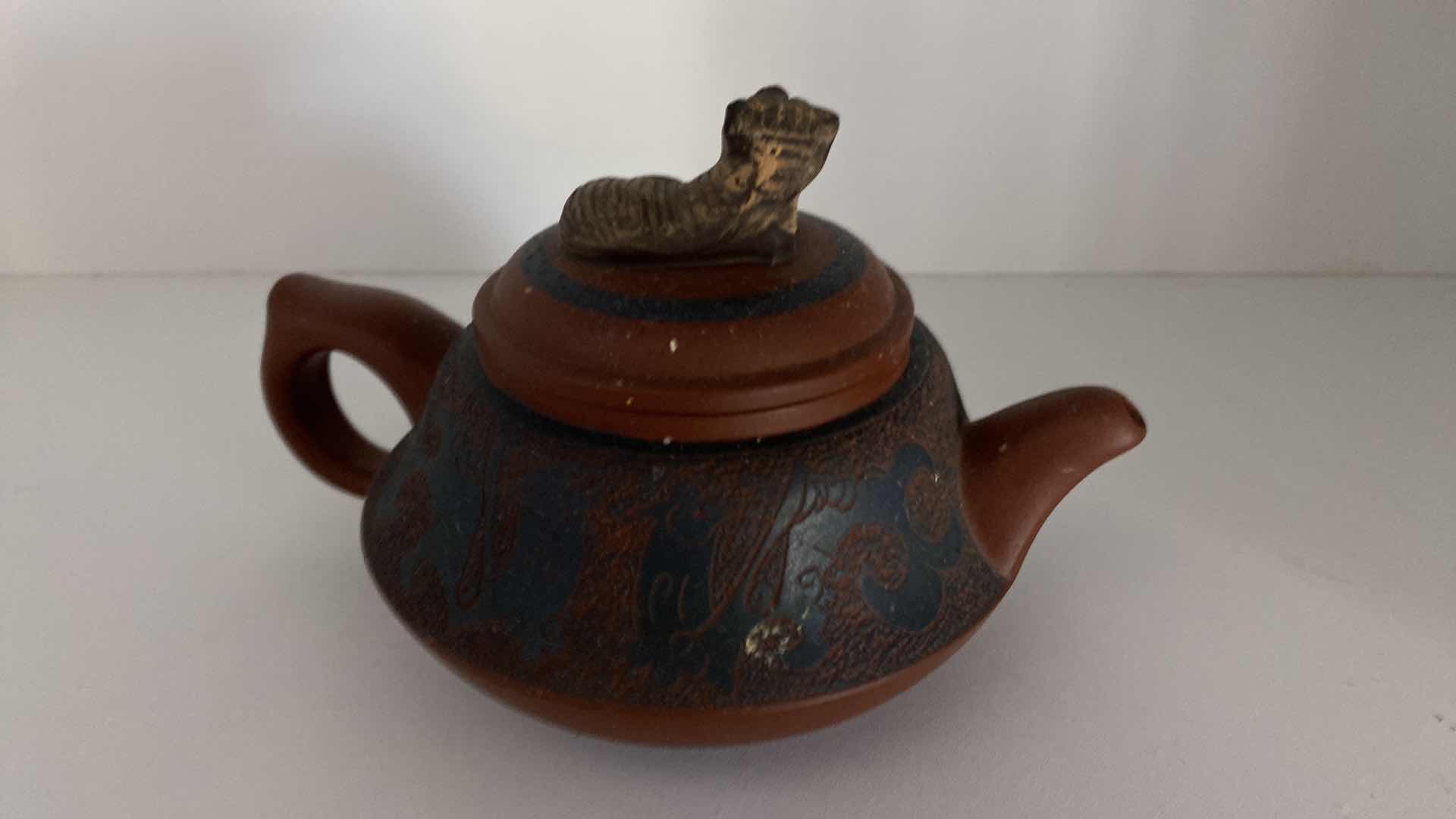 Photo 2 of VINTAGE CHINESE COLLECTIBLE CLAY TEA POT 6 1/4” x 3 3/4”