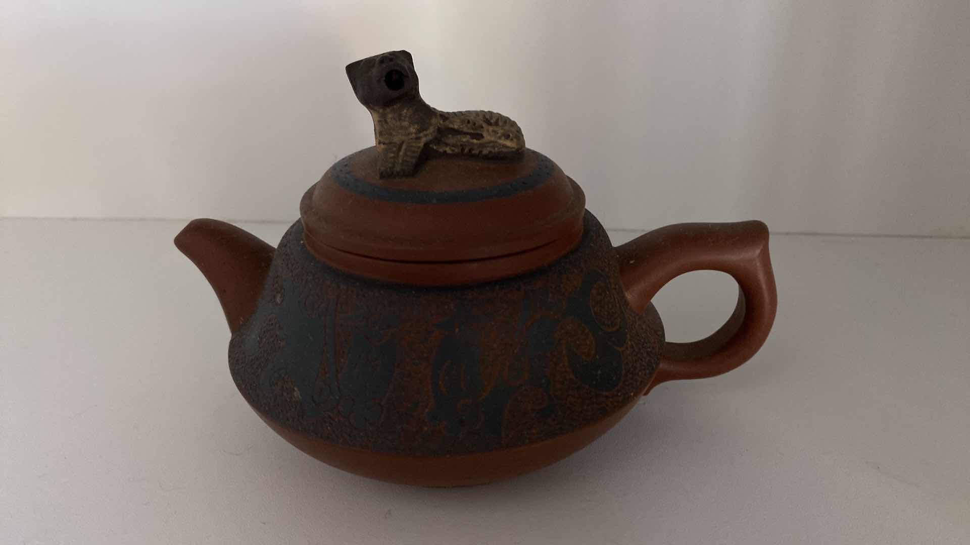 Photo 4 of VINTAGE CHINESE COLLECTIBLE CLAY TEA POT 6 1/4” x 3 3/4”