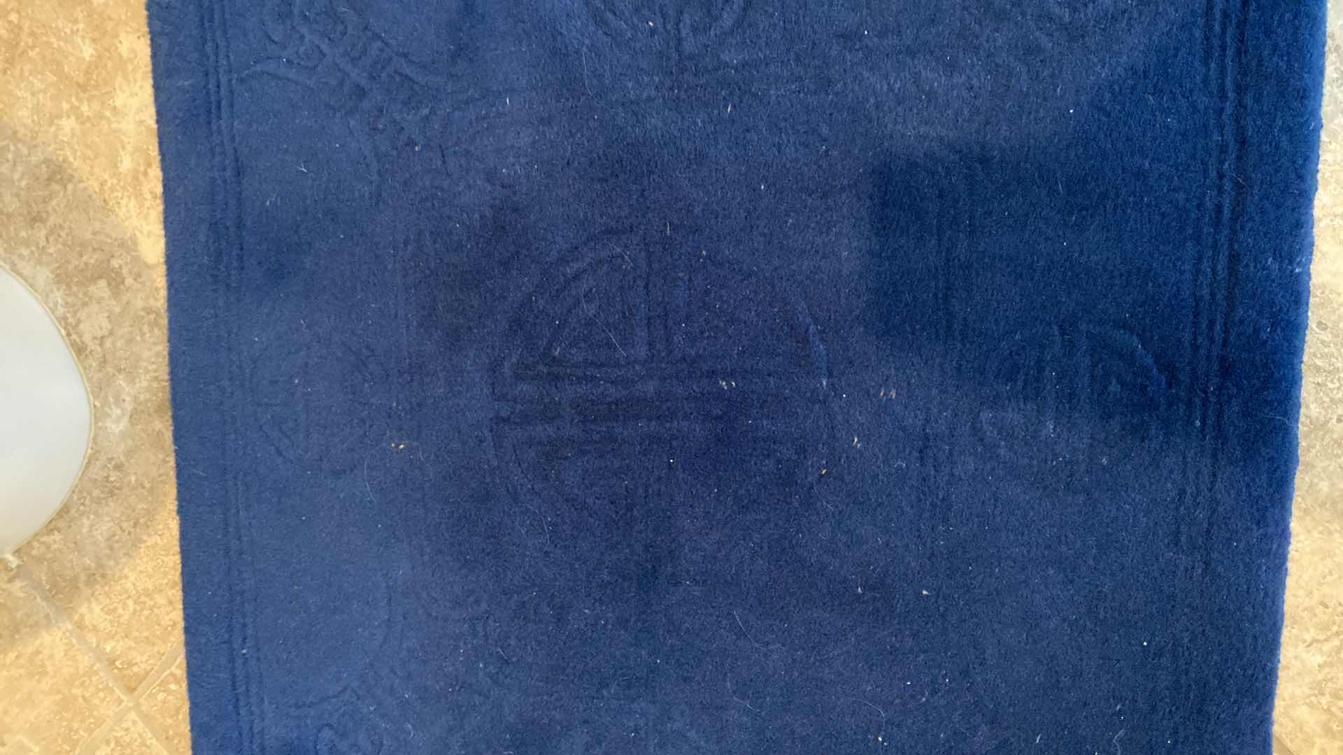 Photo 2 of HAND WOVEN IMPERIAL BLUE WOOL RUG FROM HONG KONG 23” x 24”
