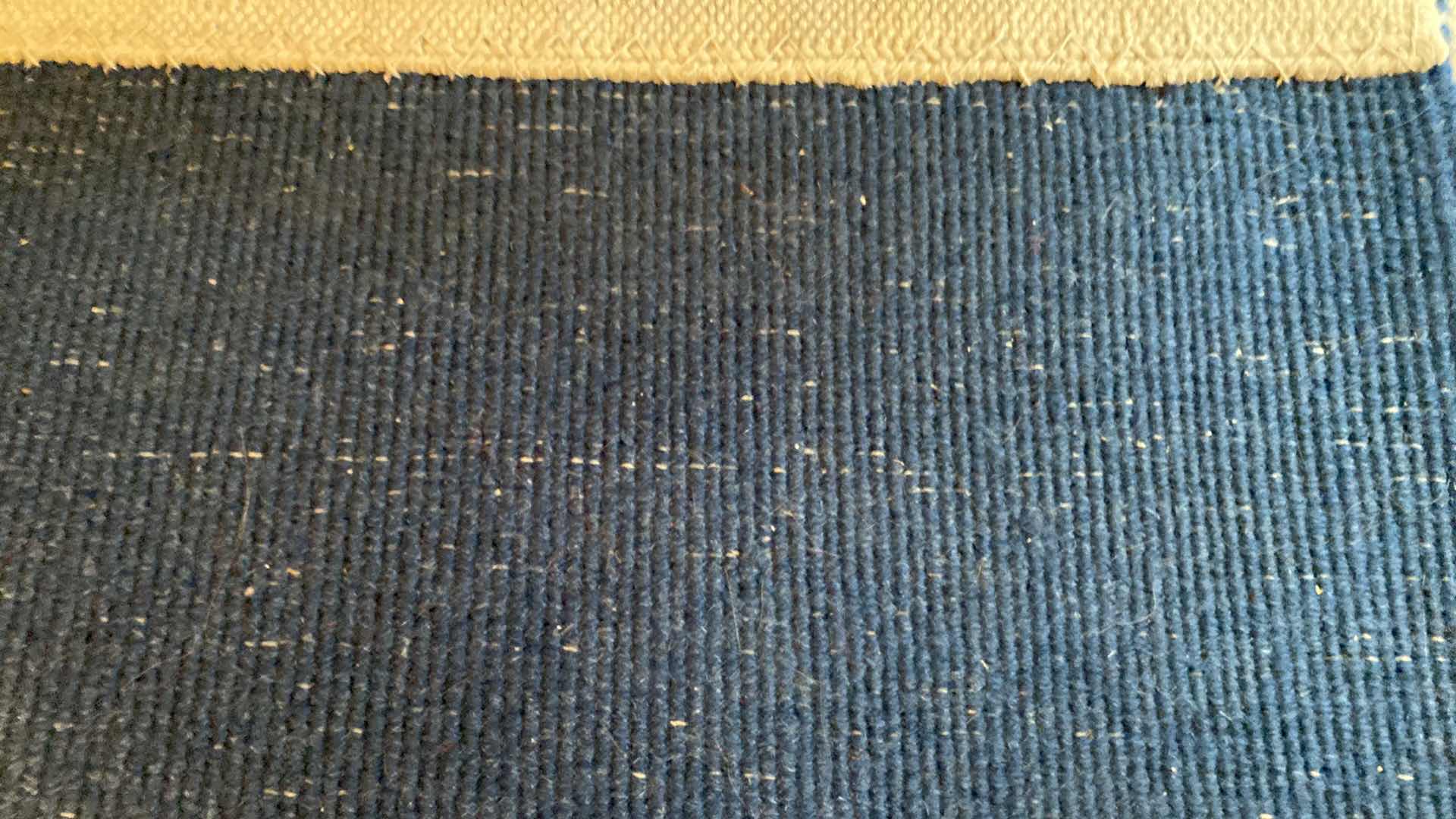 Photo 4 of HAND WOVEN IMPERIAL BLUE WOOL RUG FROM HONG KONG 23” x 24”