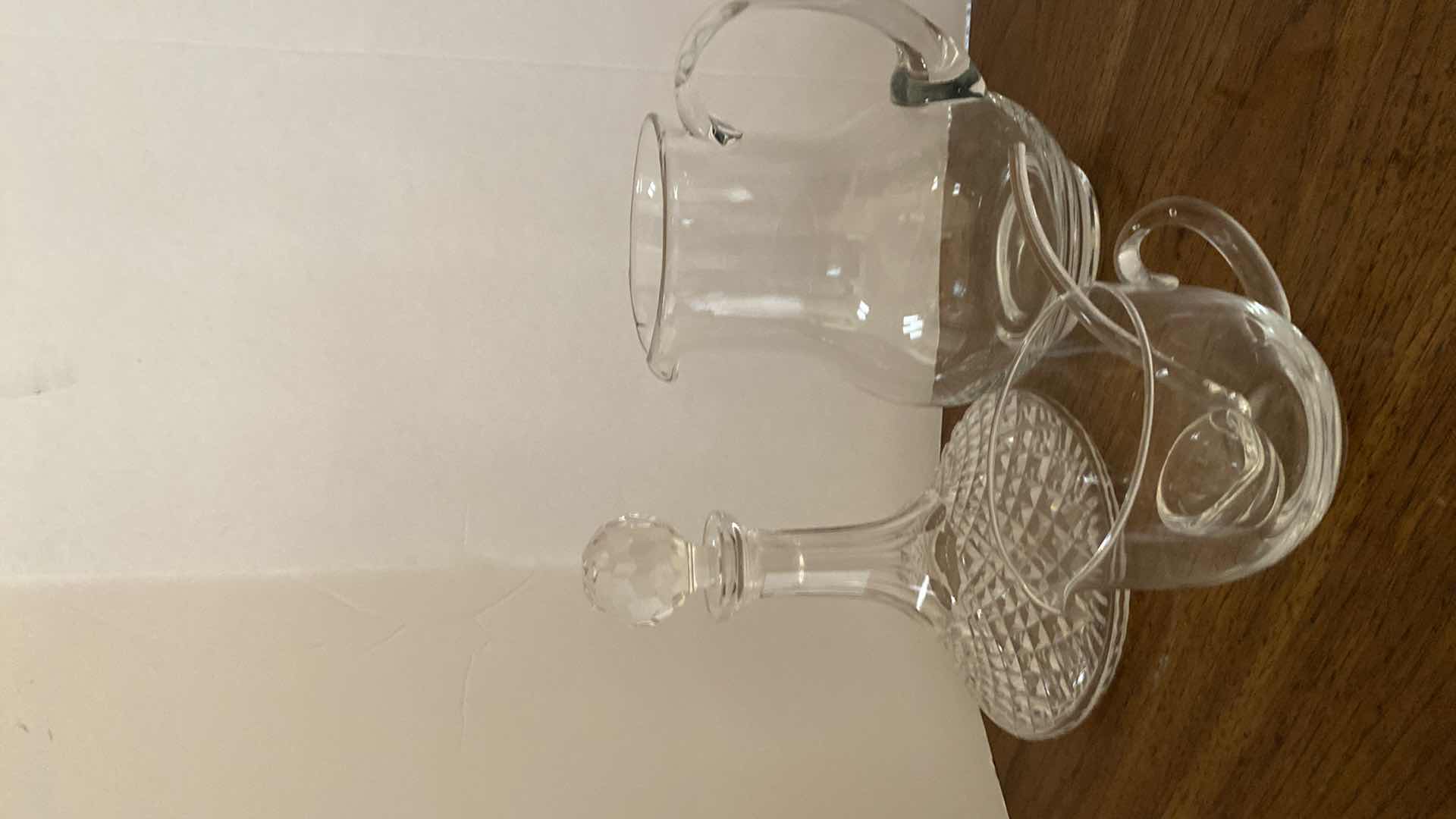 Photo 3 of GLASSWARE ASSORTMENT PITCHER ICE BUCKET DECANTER AND MORE