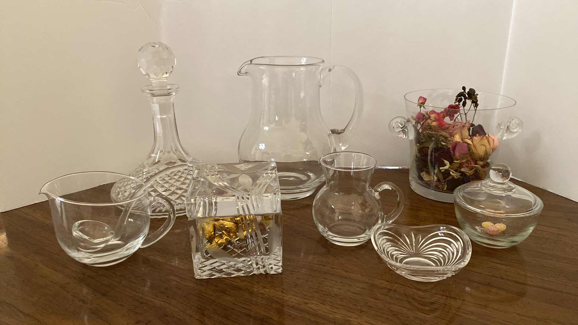 Photo 1 of GLASSWARE ASSORTMENT PITCHER ICE BUCKET DECANTER AND MORE