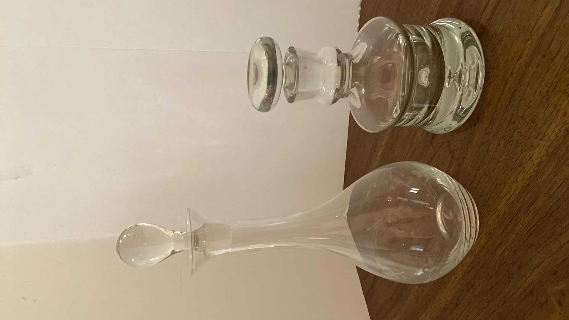 Photo 2 of PAIR OF GLASS DECANTERS