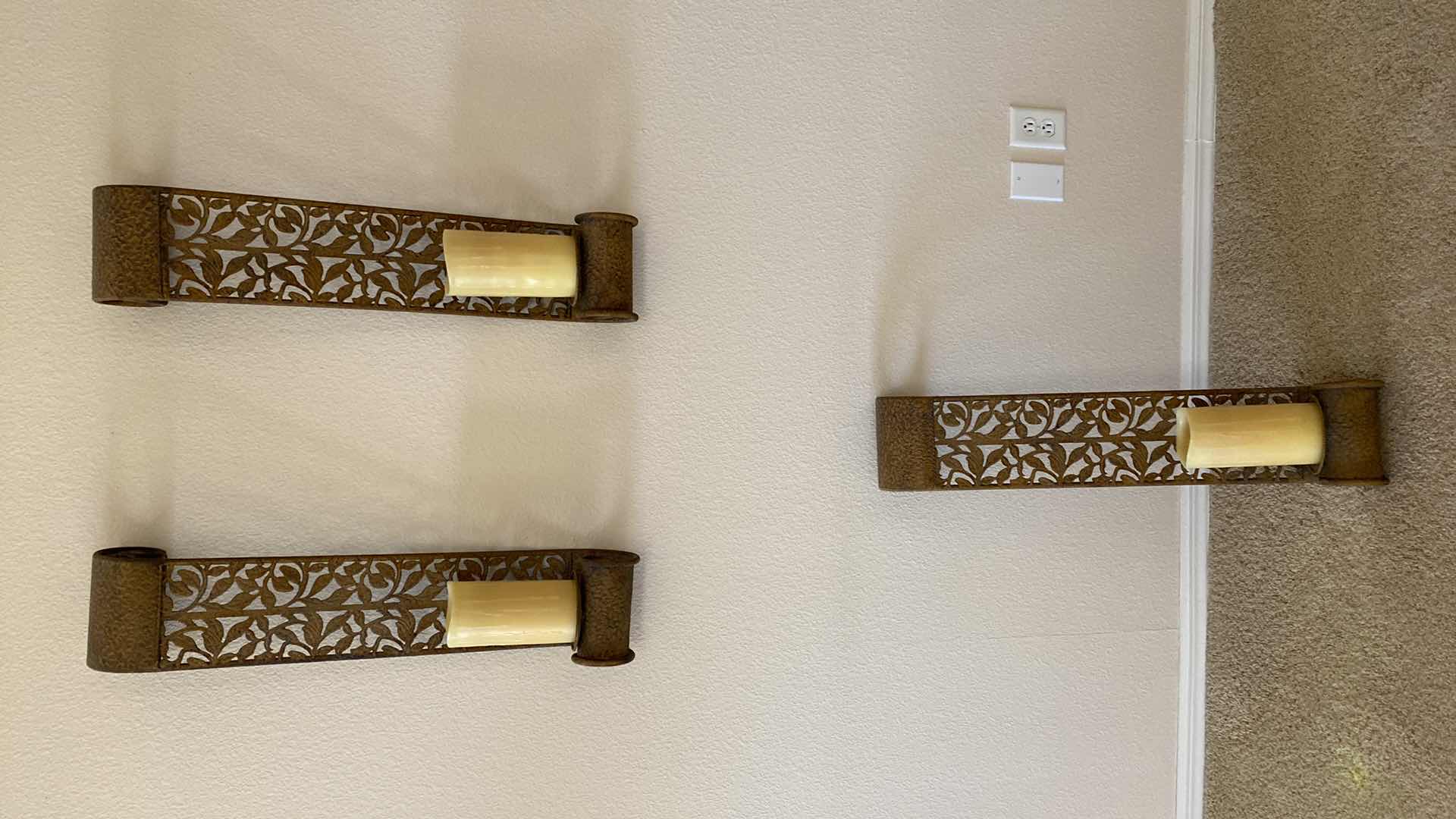 Photo 1 of 3 WALL SCONCES WITH FLAMELESS CANDLES 7“ x 32“