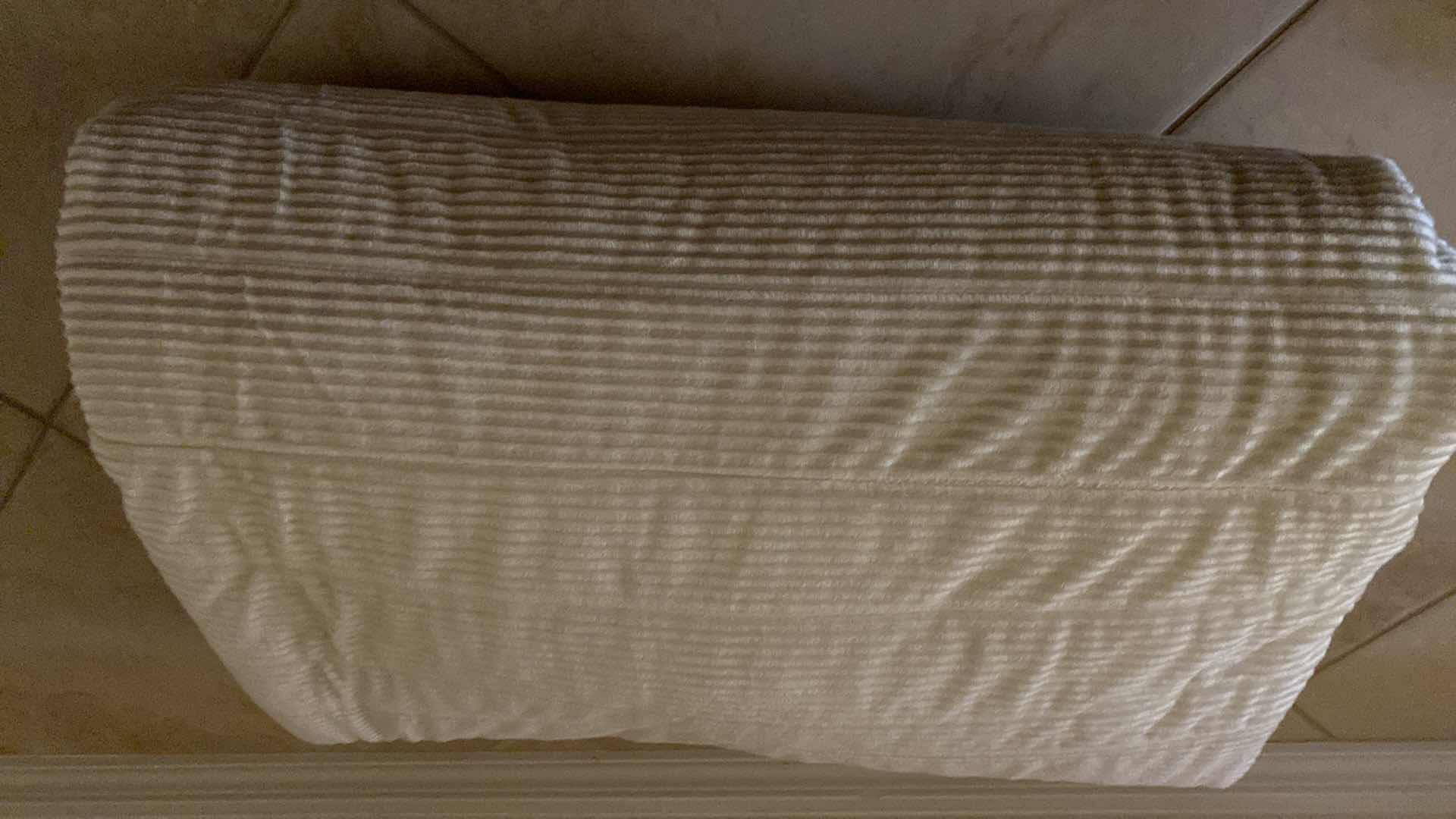 Photo 1 of Neutral, cream and beige, striped bedspread, estimated size queen