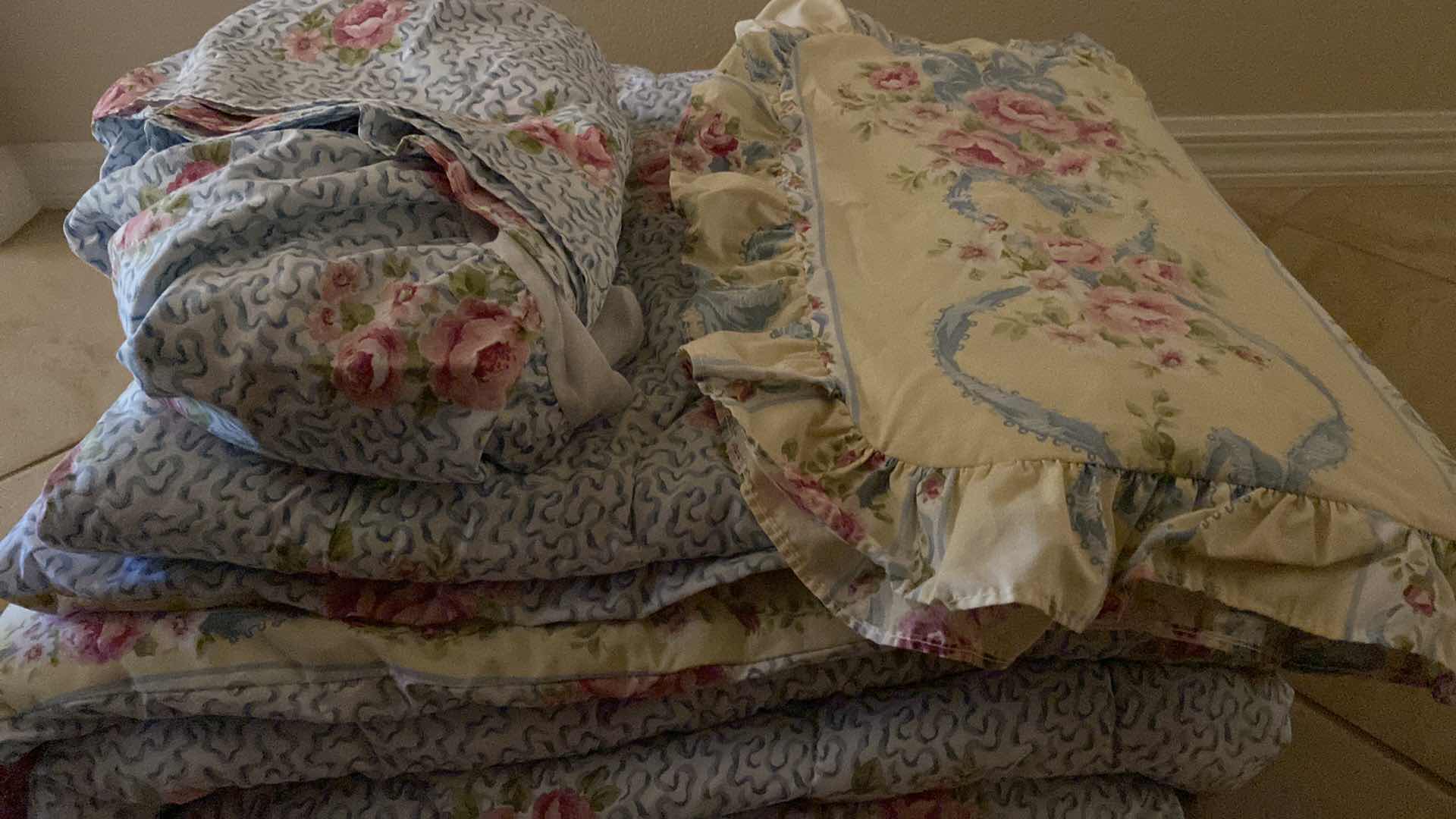 Photo 1 of Twin size floral, reversible comforter, with one sham, and one bedskirt