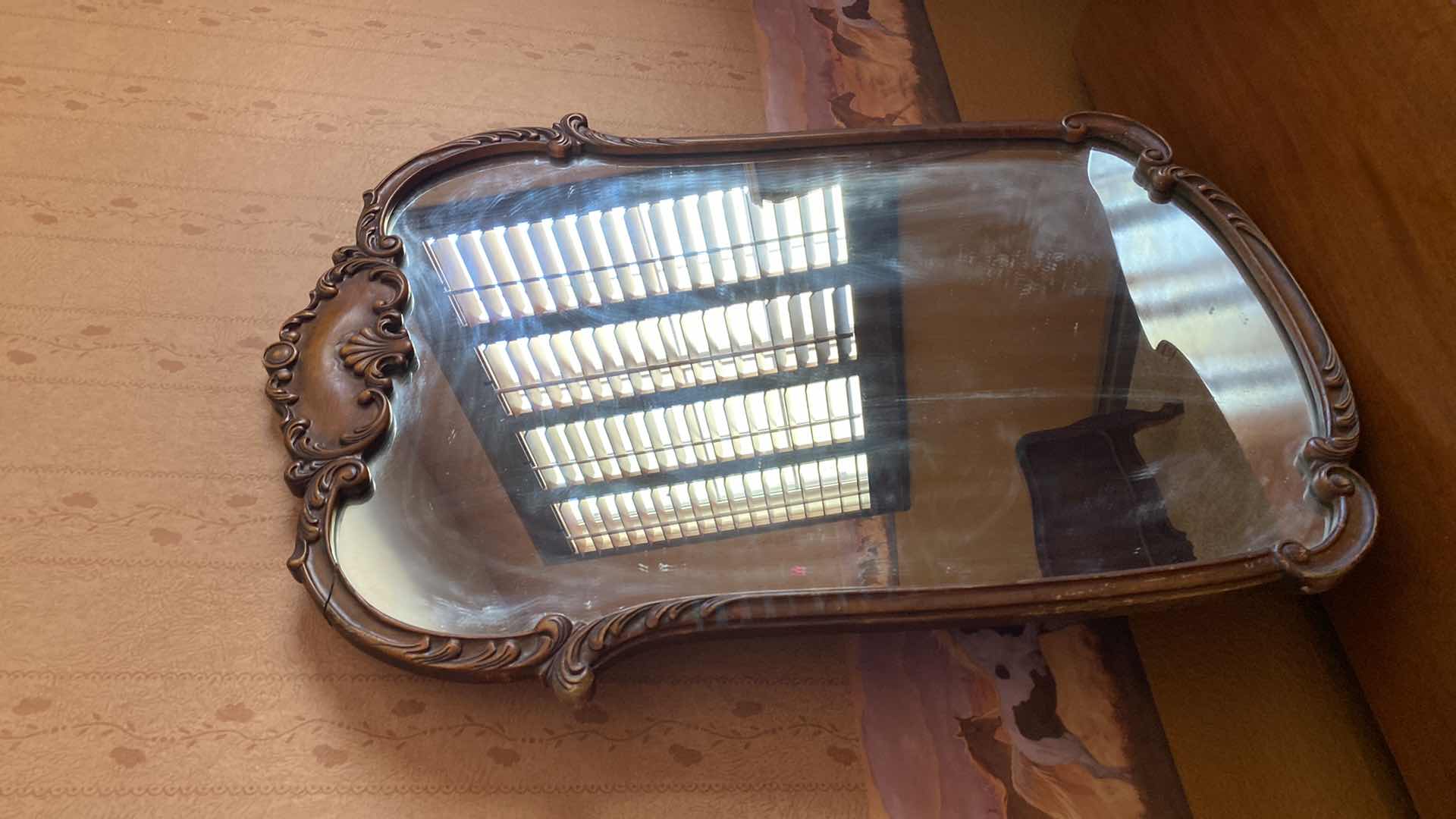 Photo 7 of ANTIQUE VANITY WITH ACANTHUS LEAF TRIM,  DOVETAIL CONSTRUCTION INCLUDES  MIRROR AND BENCH 50“ x 20“  H 30“