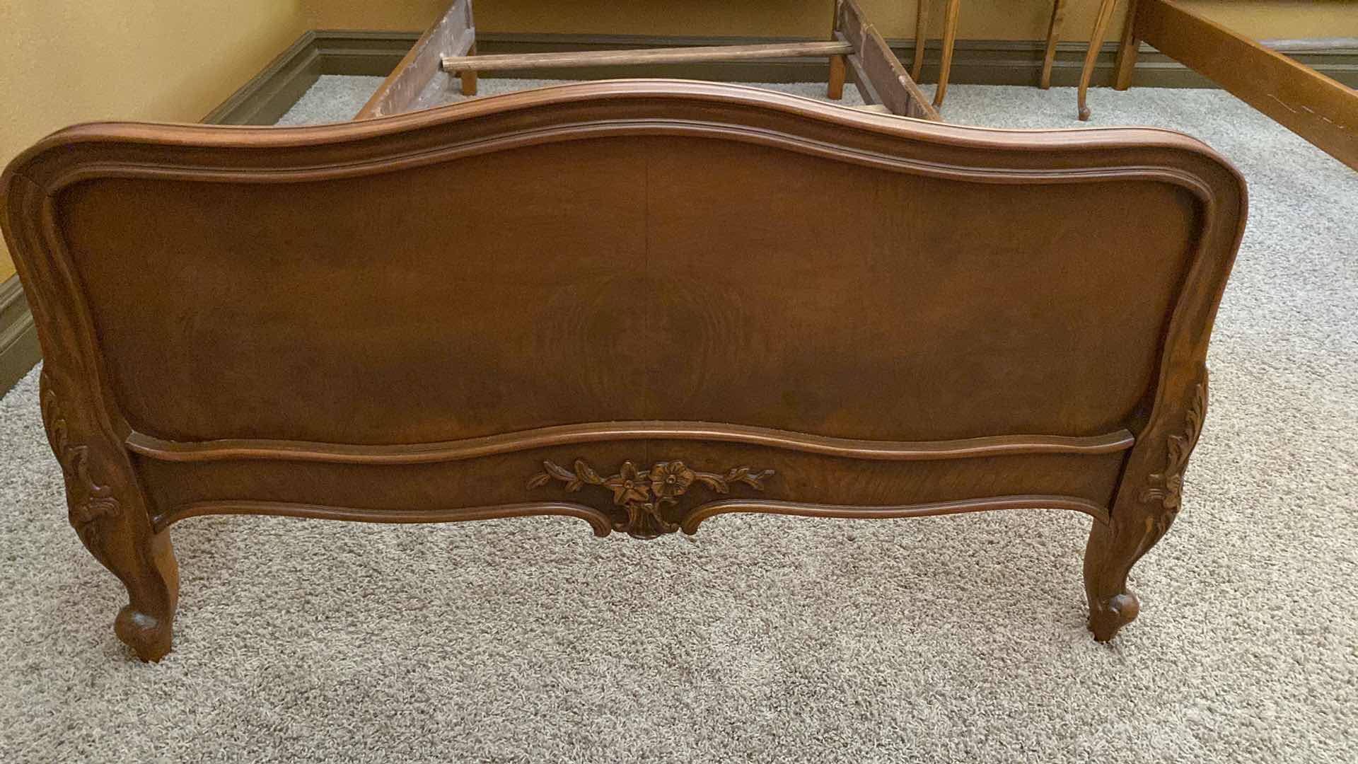 Photo 4 of ANTIQUE  WOOD TWIN BED FRAME WITH FLORAL TRIM 40.5” X 78” H 43”