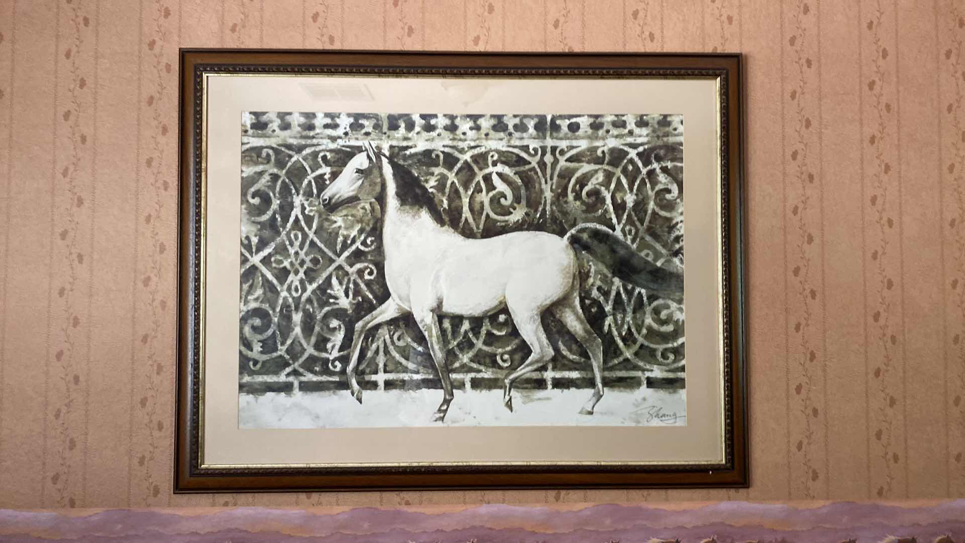 Photo 4 of FRAMED AND MATTED SIGNED HORSE ARTWORK 48“ x 37“