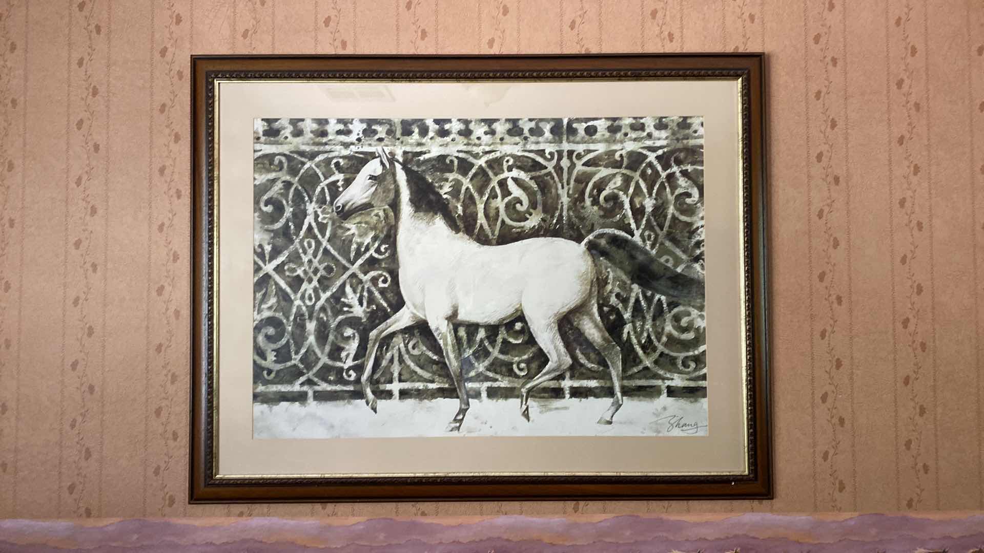 Photo 5 of FRAMED AND MATTED SIGNED HORSE ARTWORK 48“ x 37“