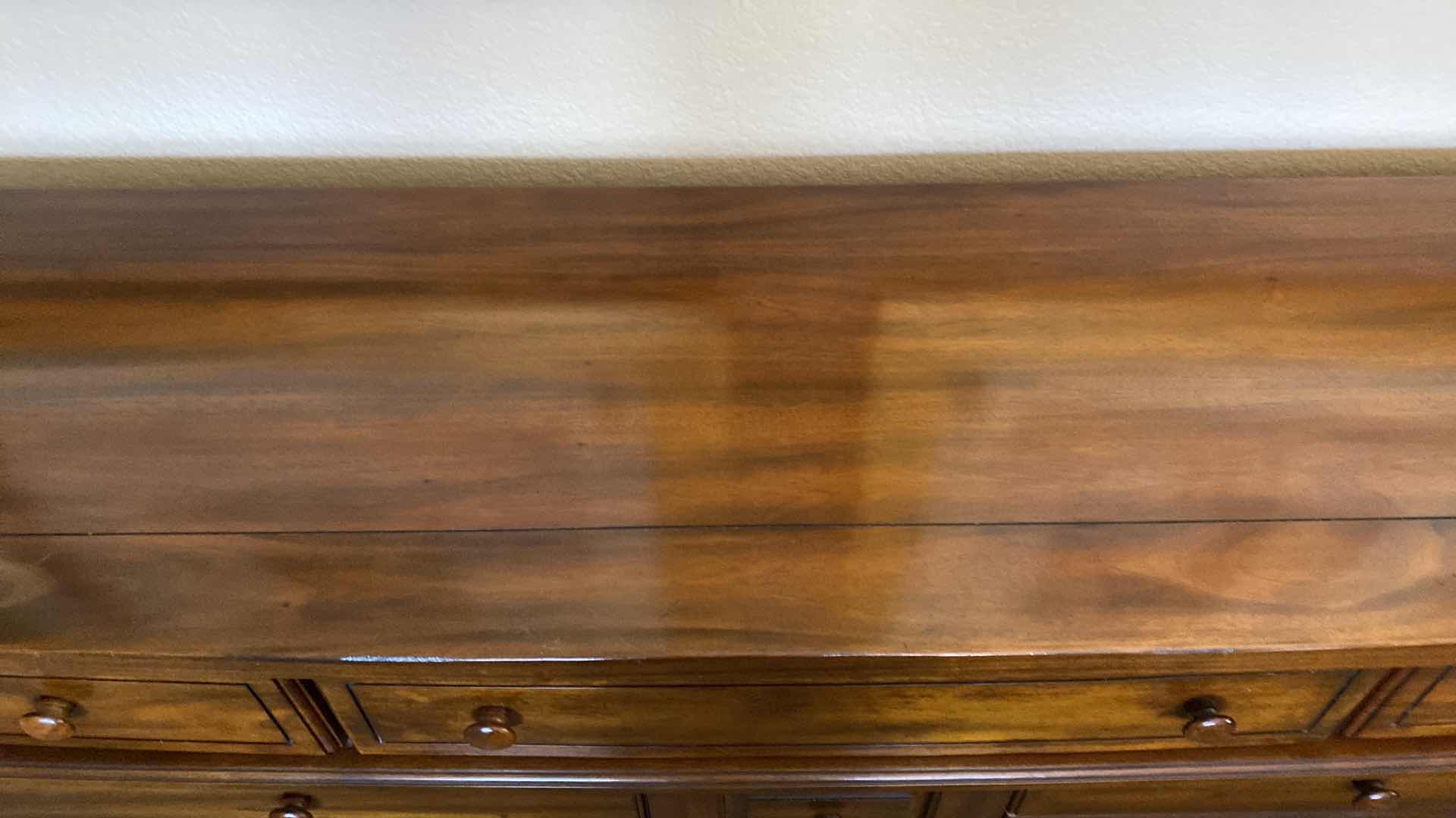 Photo 3 of DARK WOOD TRADITIONAL 10 DRAWER DRESSER 68“ x 19“ H 35 1/2“