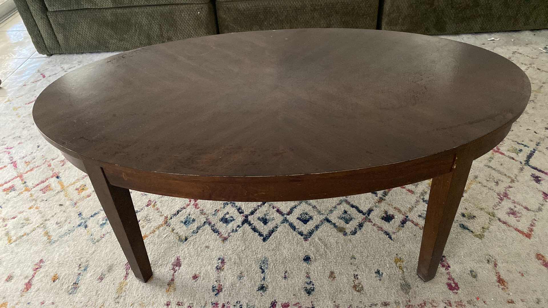 Photo 1 of WOOD OVAL COFFEE TABLE 47“ x 27“ H 19“