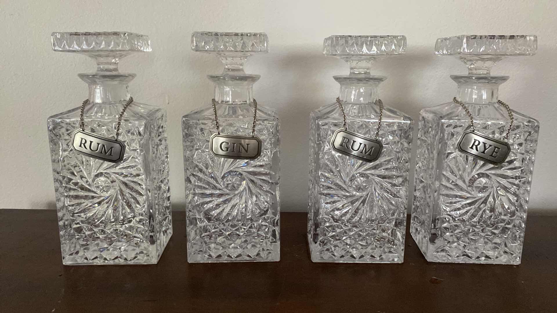 Photo 4 of 4 - 9.5” TALL LEAD CRYSTAL DECANTER SET 