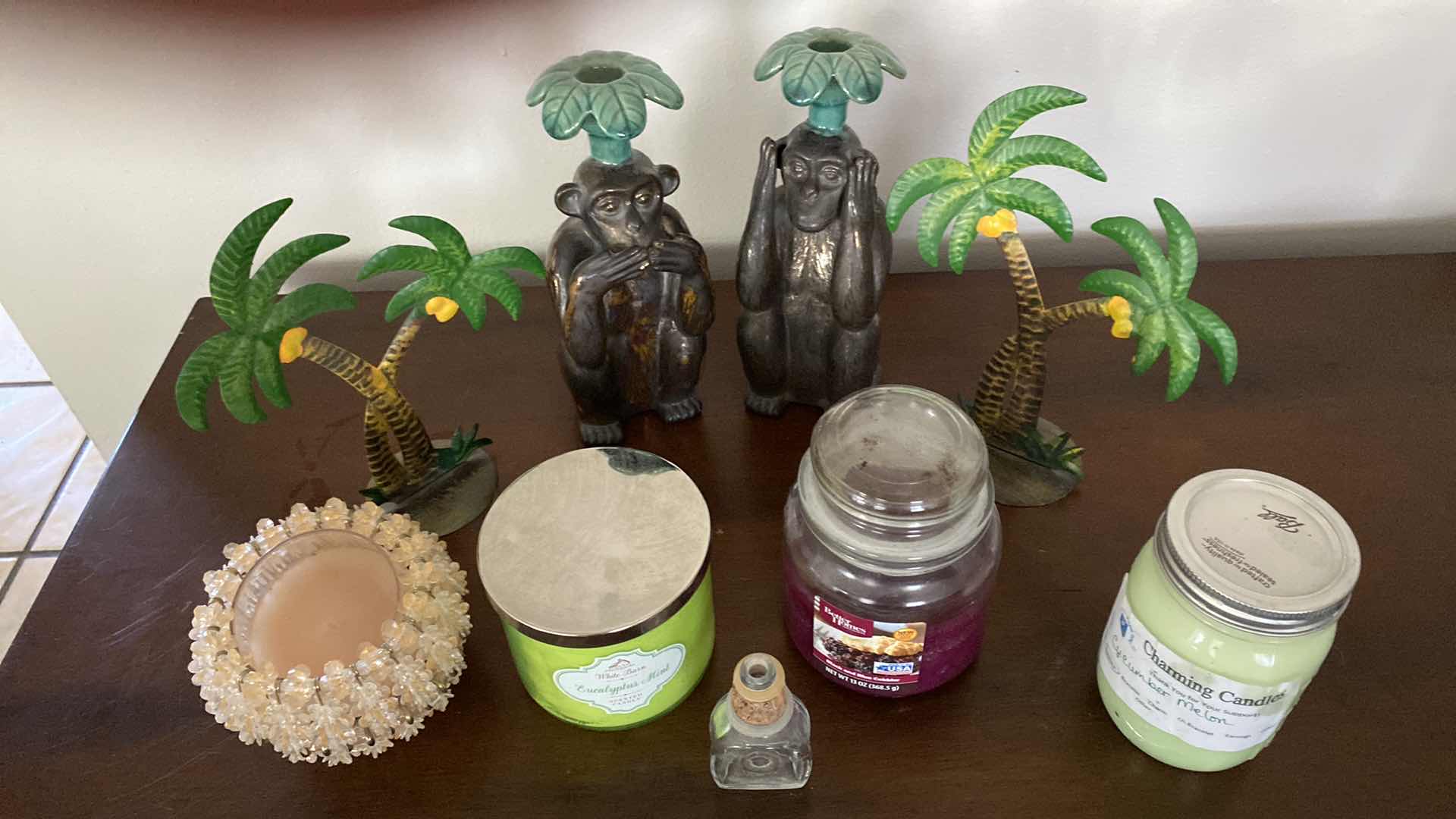 Photo 2 of TROPICAL CANDLE HOLDERS AND ASSORTED CANDLES