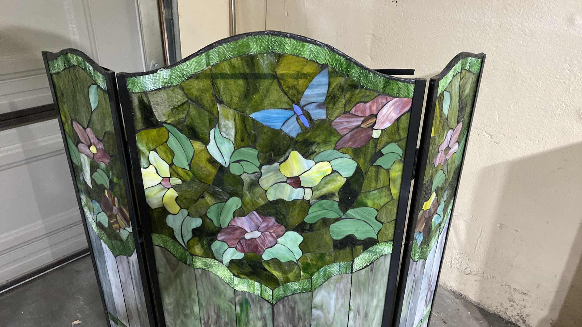 Photo 2 of STAINED GLASS FLORAL  FIRE PLACE SCREEN 40” x 34”