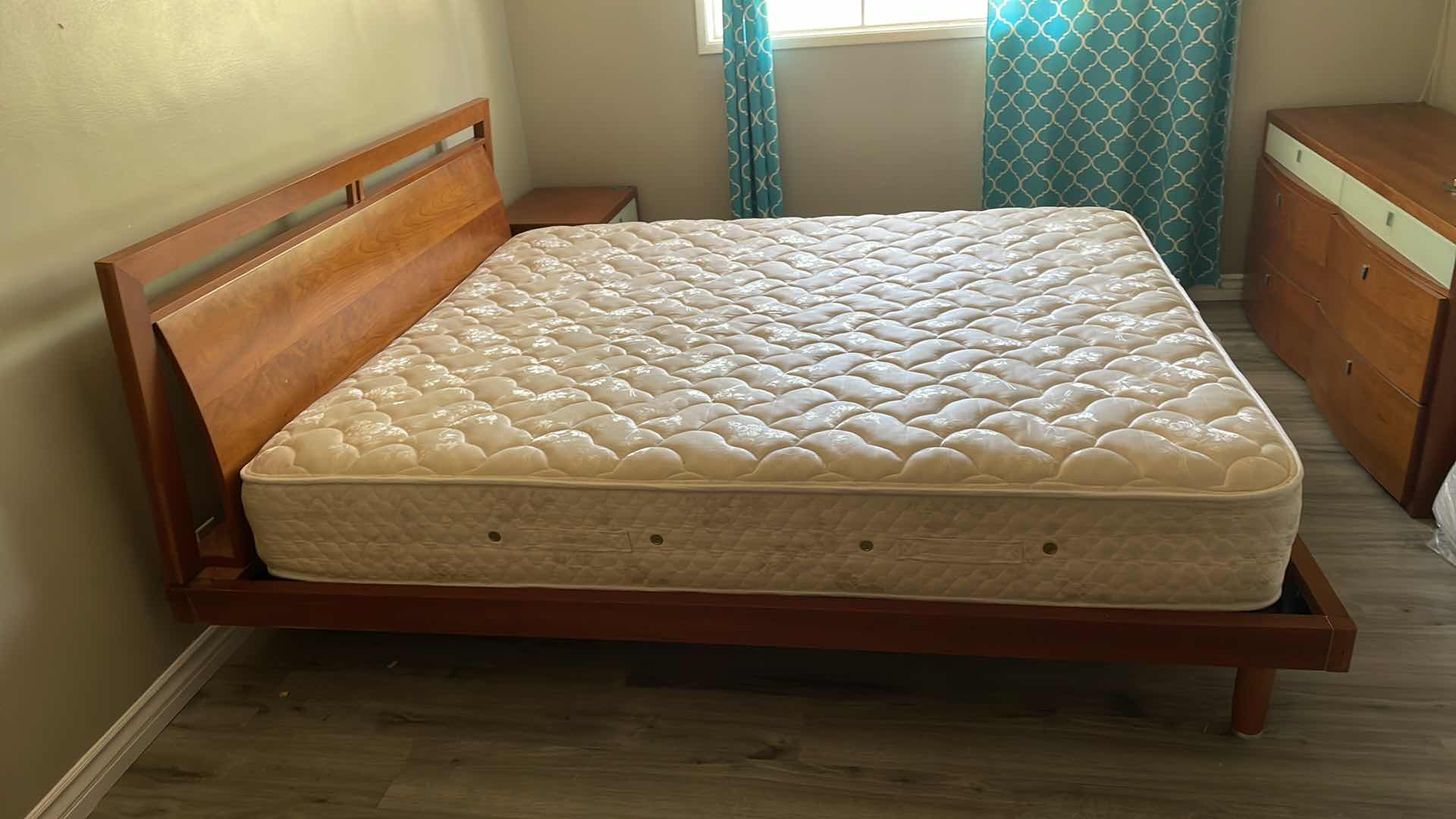 Photo 2 of MID CENTURY MODERN CAL KING  SIZE BED 90”x 78” AND SERTA MATTRESS  80”x 72”