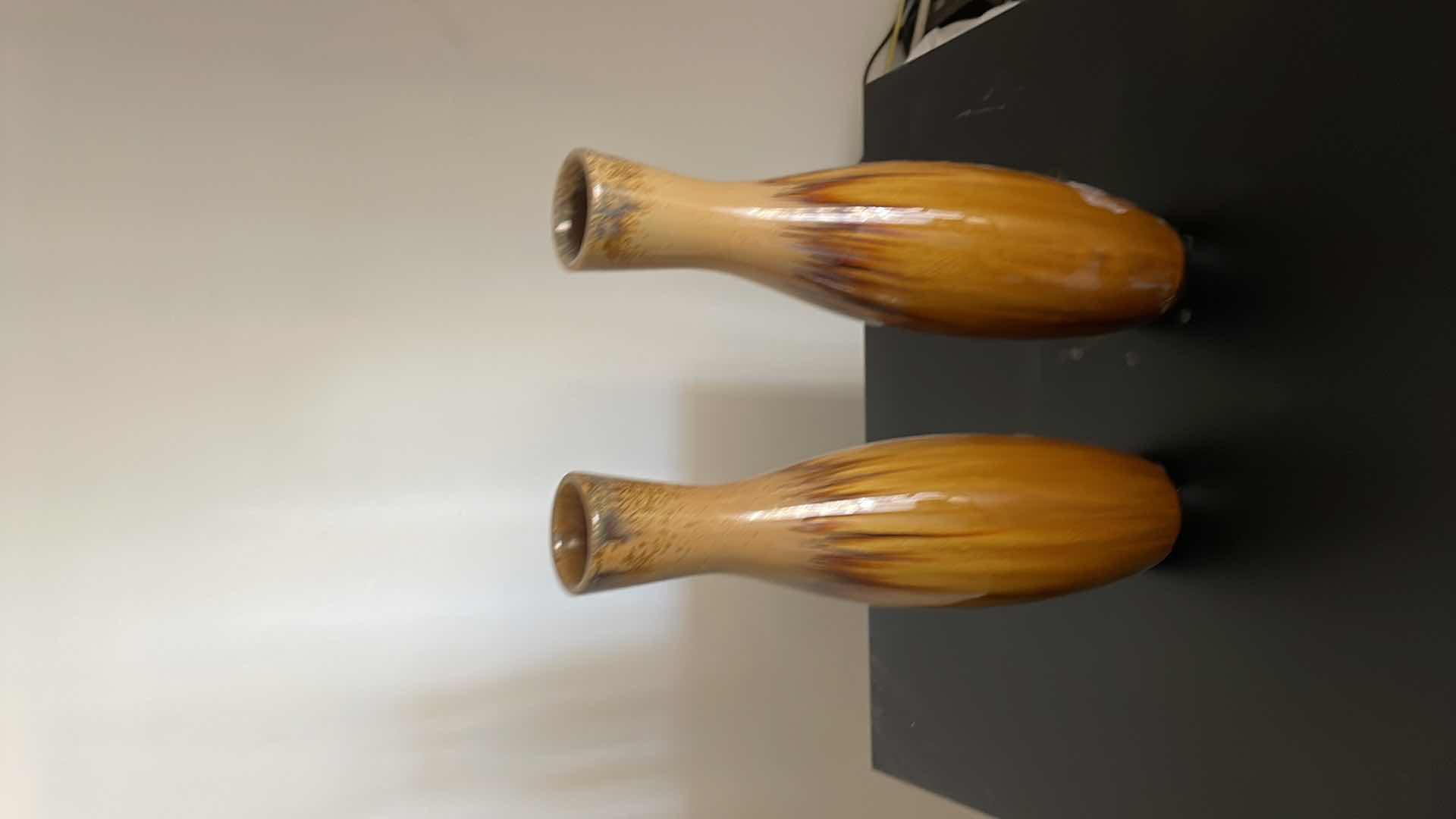 Photo 2 of BROWN CERAMIC BOTTLE VASE SET 12”