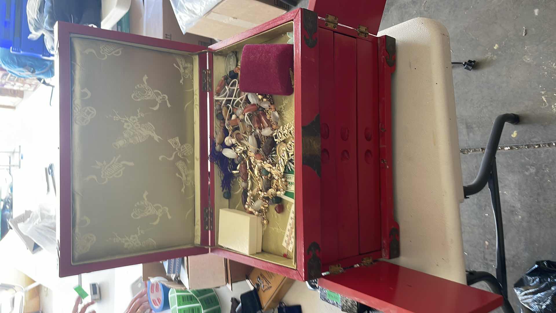 Photo 2 of ASIAN JEWELRY BOX WITH COSTUME JEWELRY