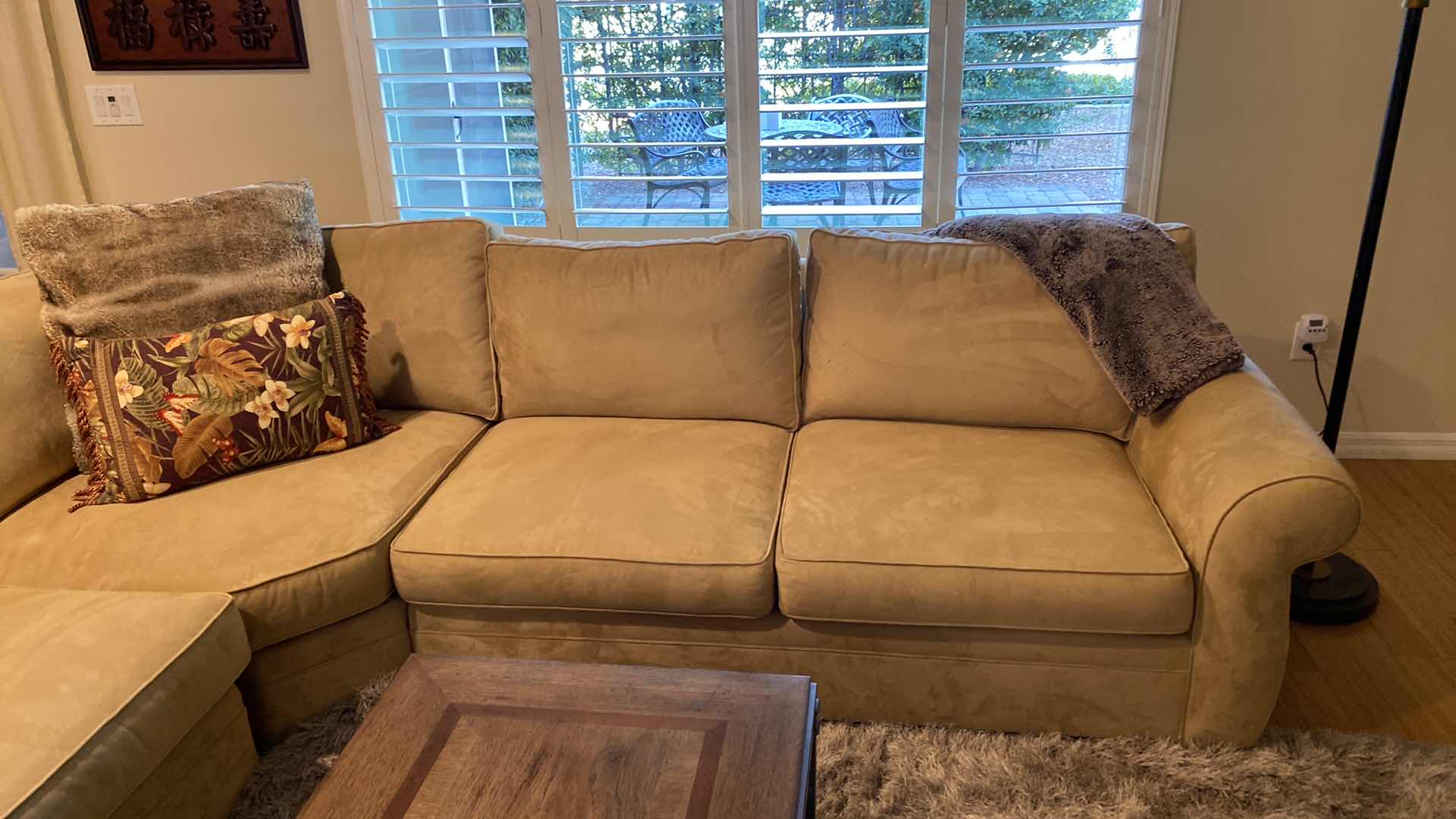 Photo 4 of POTTERY BARN BRUSHED CROSSWEAVE TAN SECTIONAL SOFA ONLY (CUSHIONS 45% DOWN) 10'x10'