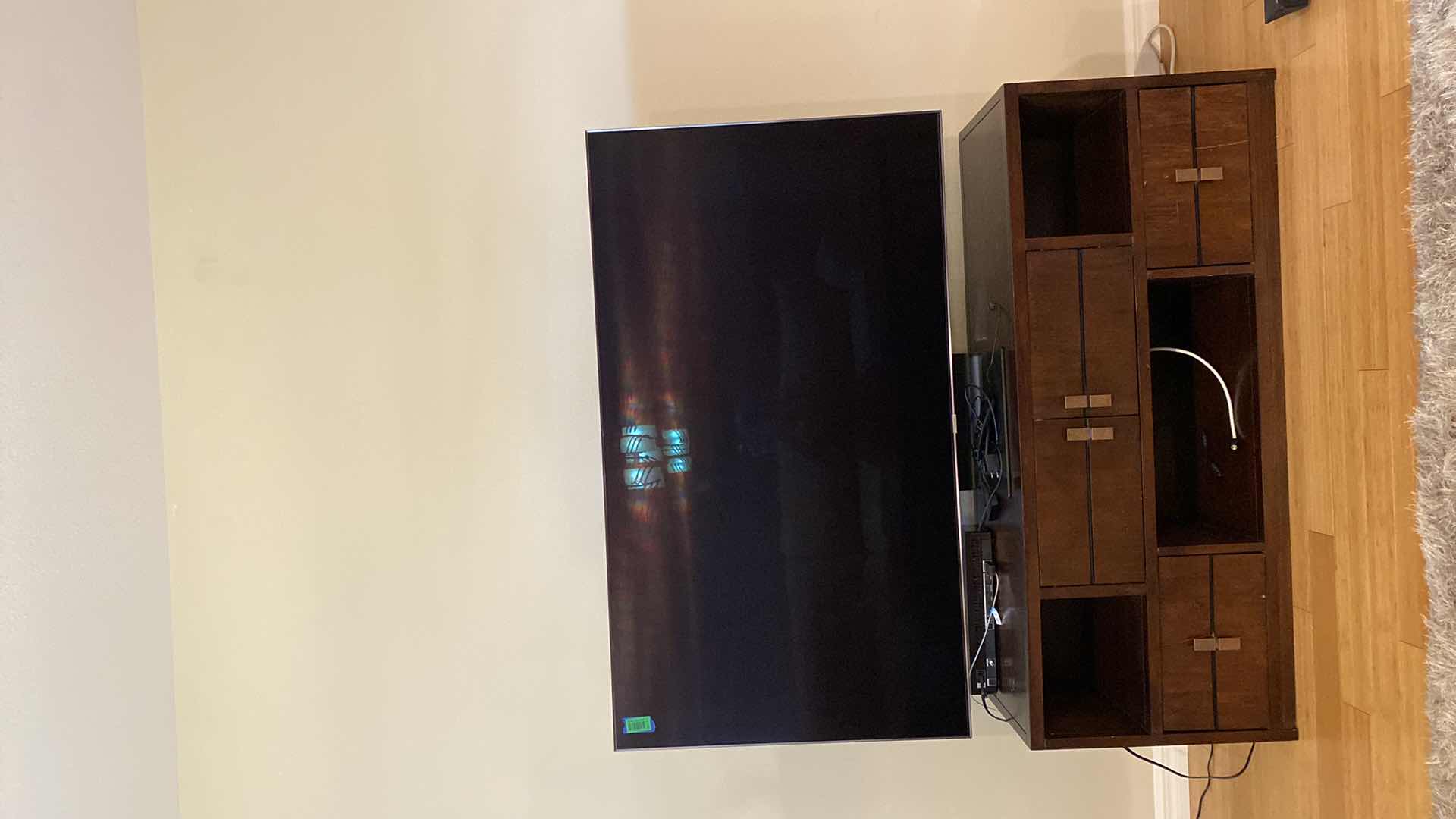 Photo 5 of DARK WOOD TV STAND 56“ x 18“ H22" (ELECTRONICS SOLD SEPARATELY)