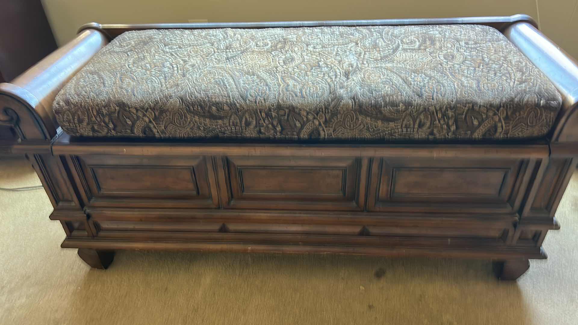 Photo 2 of CEDAR LINED CHEST / BENCH WITH UPHOLSTERED CUSHION 53” x 19” x 24”