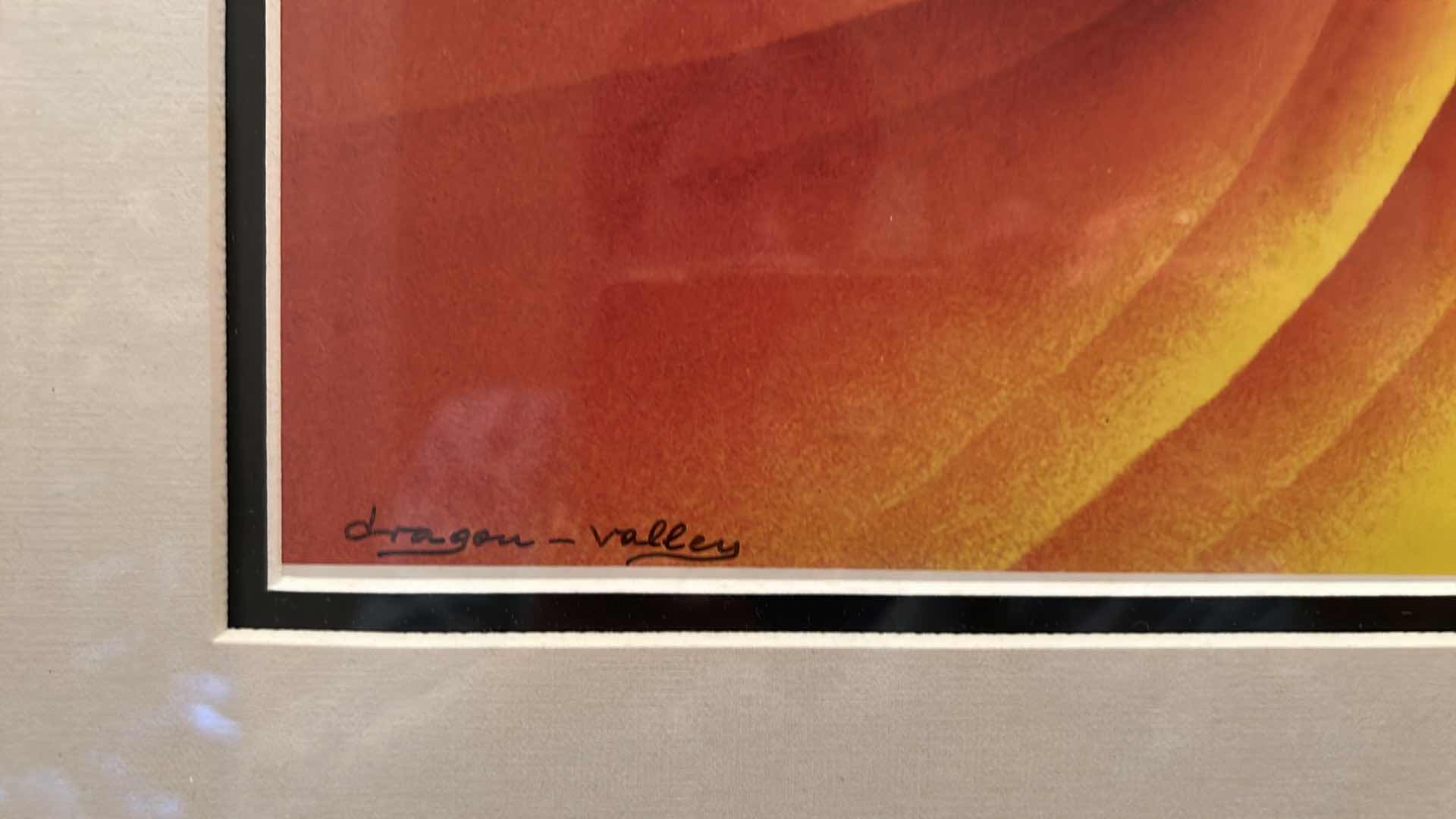 Photo 3 of ARTIST SIGNED AND DATED “DRAGON VALLEY” ARTWORK FRAMED 25” x 21”