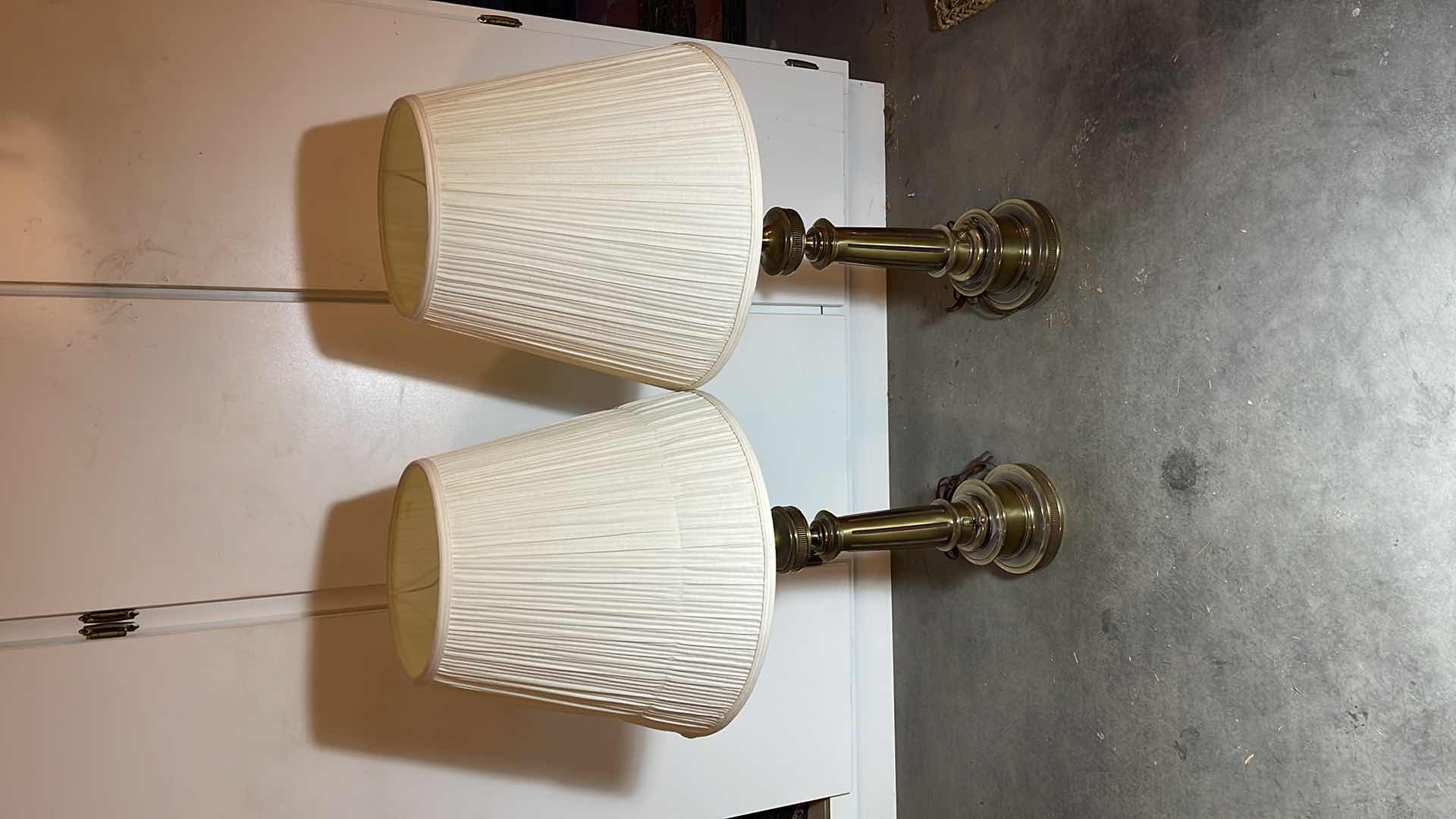 Photo 1 of 2- ART DECO BRASS LAMPS   H24"