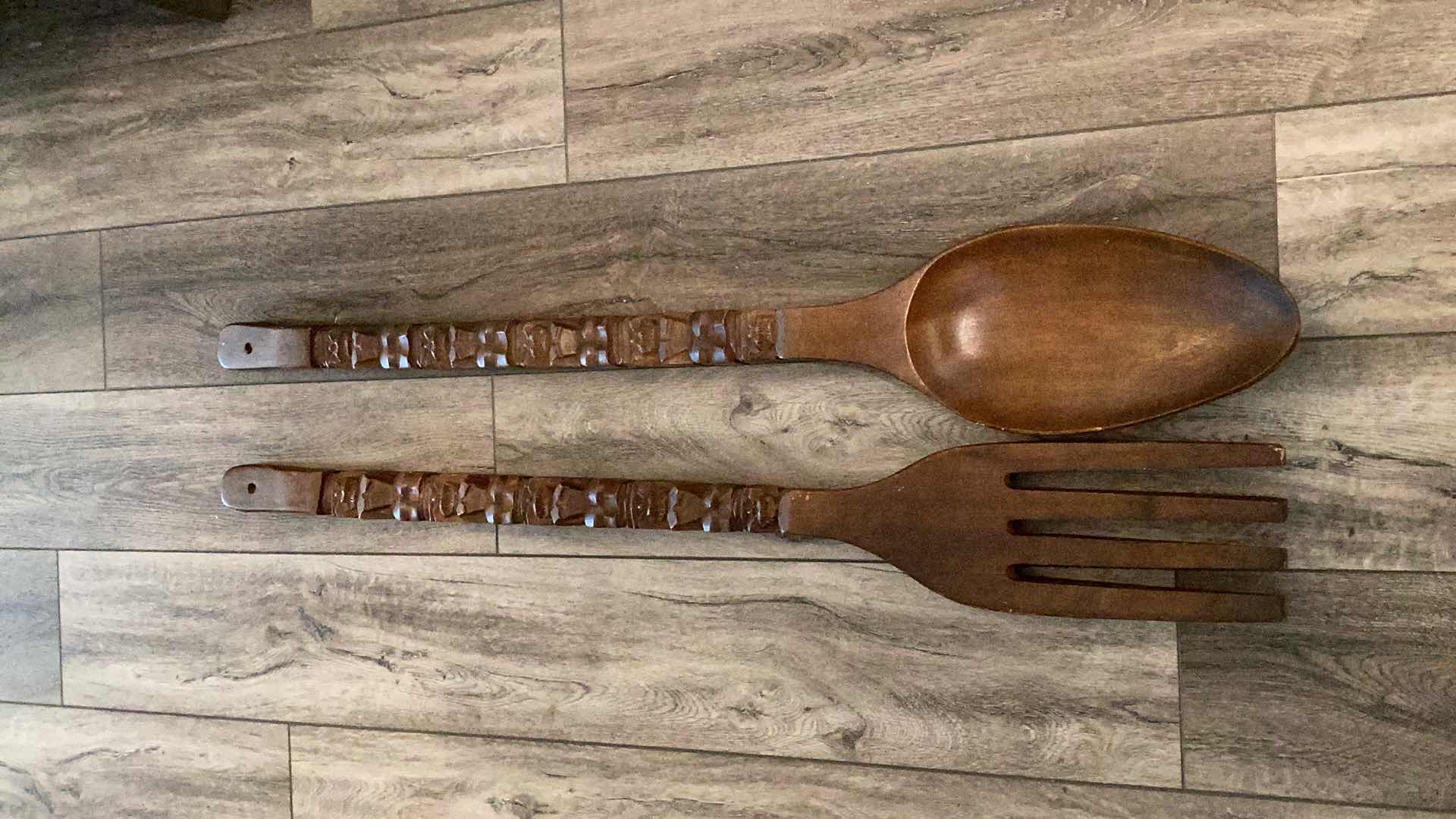 Photo 4 of VINTAGE HANDCRAFTED WOOD  FORK & SPOON - 41”