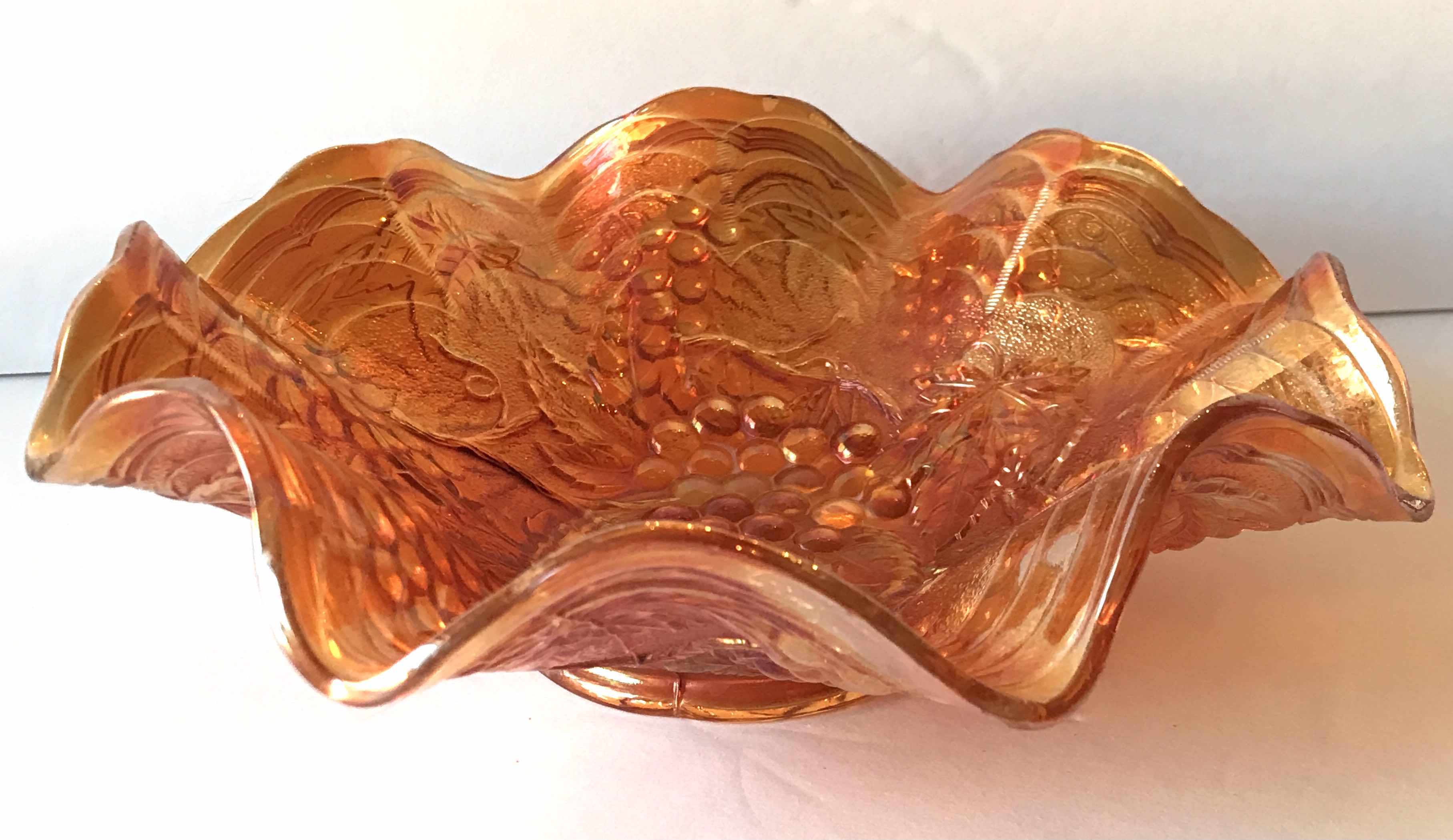 Photo 1 of IMPERIAL GLASS MARIGOLD CARNIVAL GLASS RUFFLED EDGE BOWL