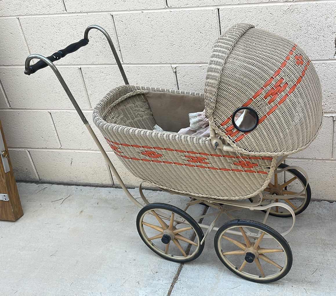 Photo 2 of VINTAGE WICKER BUGGY 12”x33”x31”