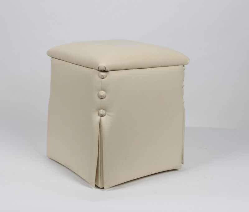 Photo 1 of CREAM FAUX LEATHER OTTOMAN 15”x17”