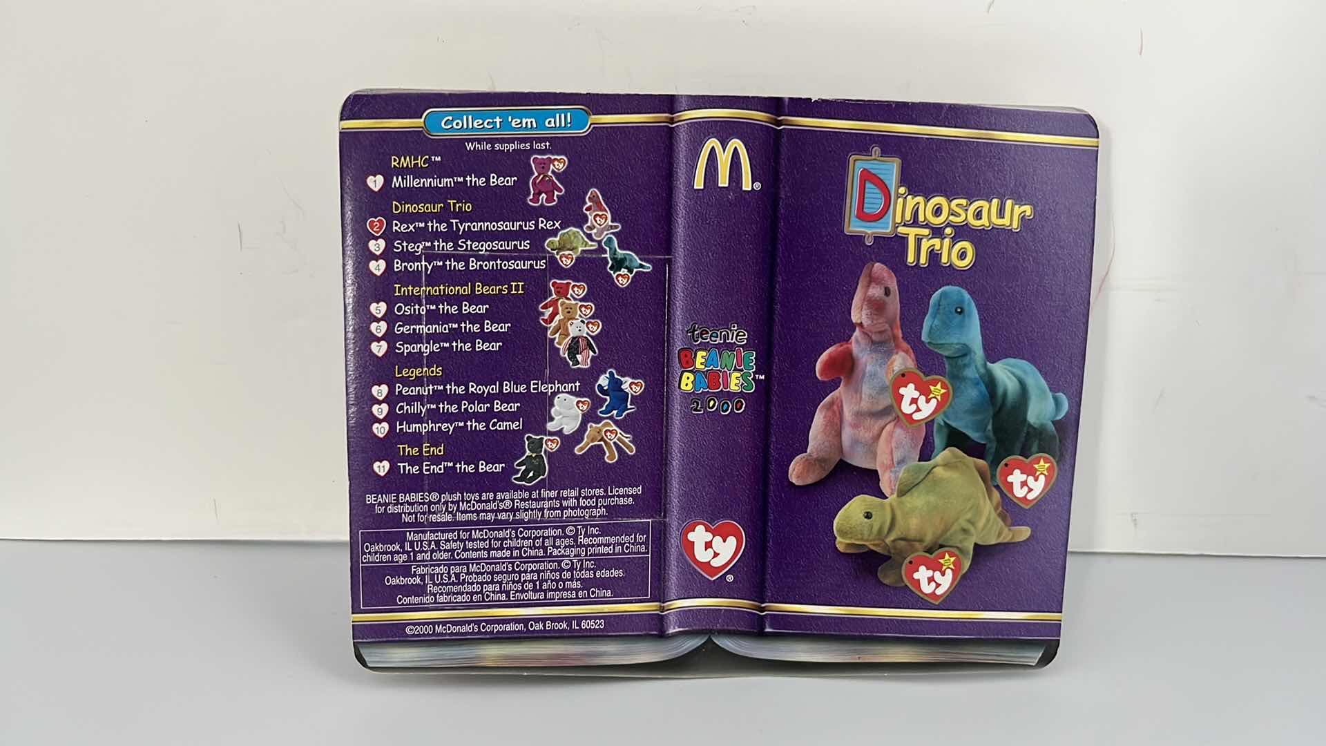 Photo 4 of TY MCDONALD’S TEENIE BEANIE BABIES PLUSH TOY DINOSAUR TRIO REX, BRONTY, STEG 2000