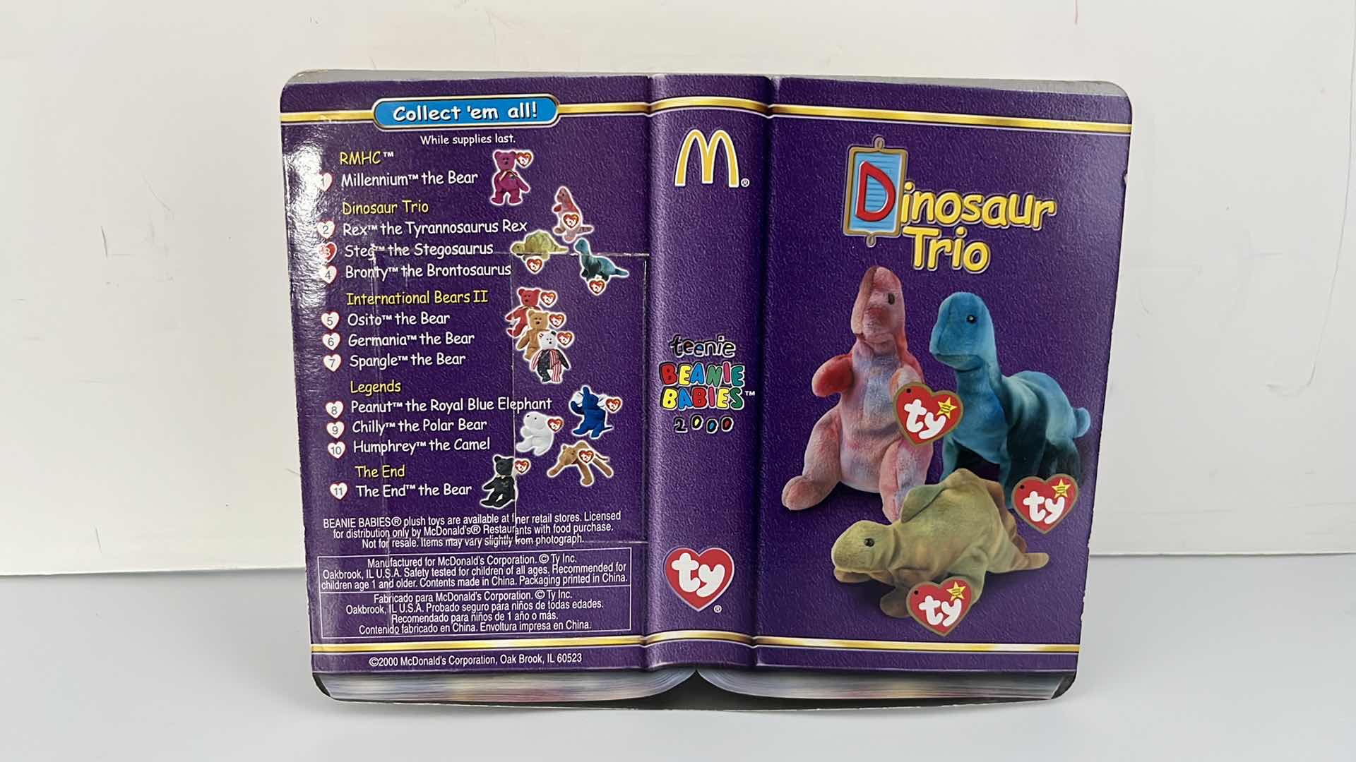 Photo 7 of TY MCDONALD’S TEENIE BEANIE BABIES PLUSH TOY DINOSAUR TRIO REX, BRONTY, STEG 2000