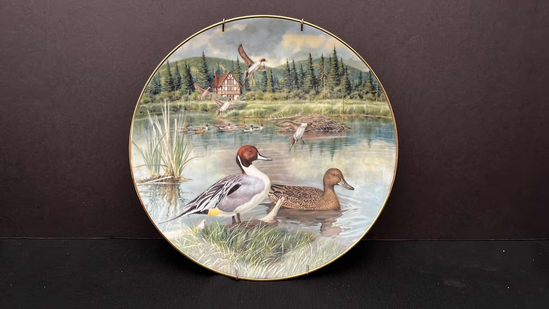 Photo 1 of EDWIN M KNOWLES CHINA CO. LIVING WITH NATURE: JERNER’S DUCKS THE PINTAIL W PLATE HANGER & ORIGINAL BOX 8.5”