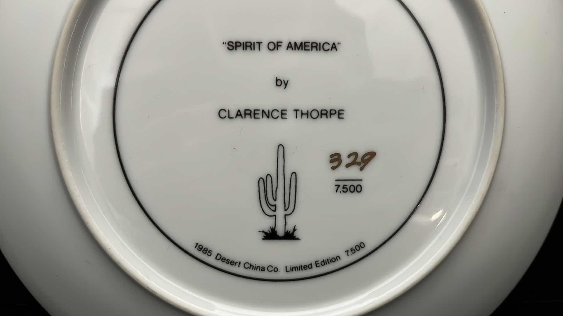 Photo 5 of CLARENCE THORPE COLLECTIBLE LIMITED EDITION PLATE JOHN WAYNE SPIRIT OF AMERICA W BOX 8.5”