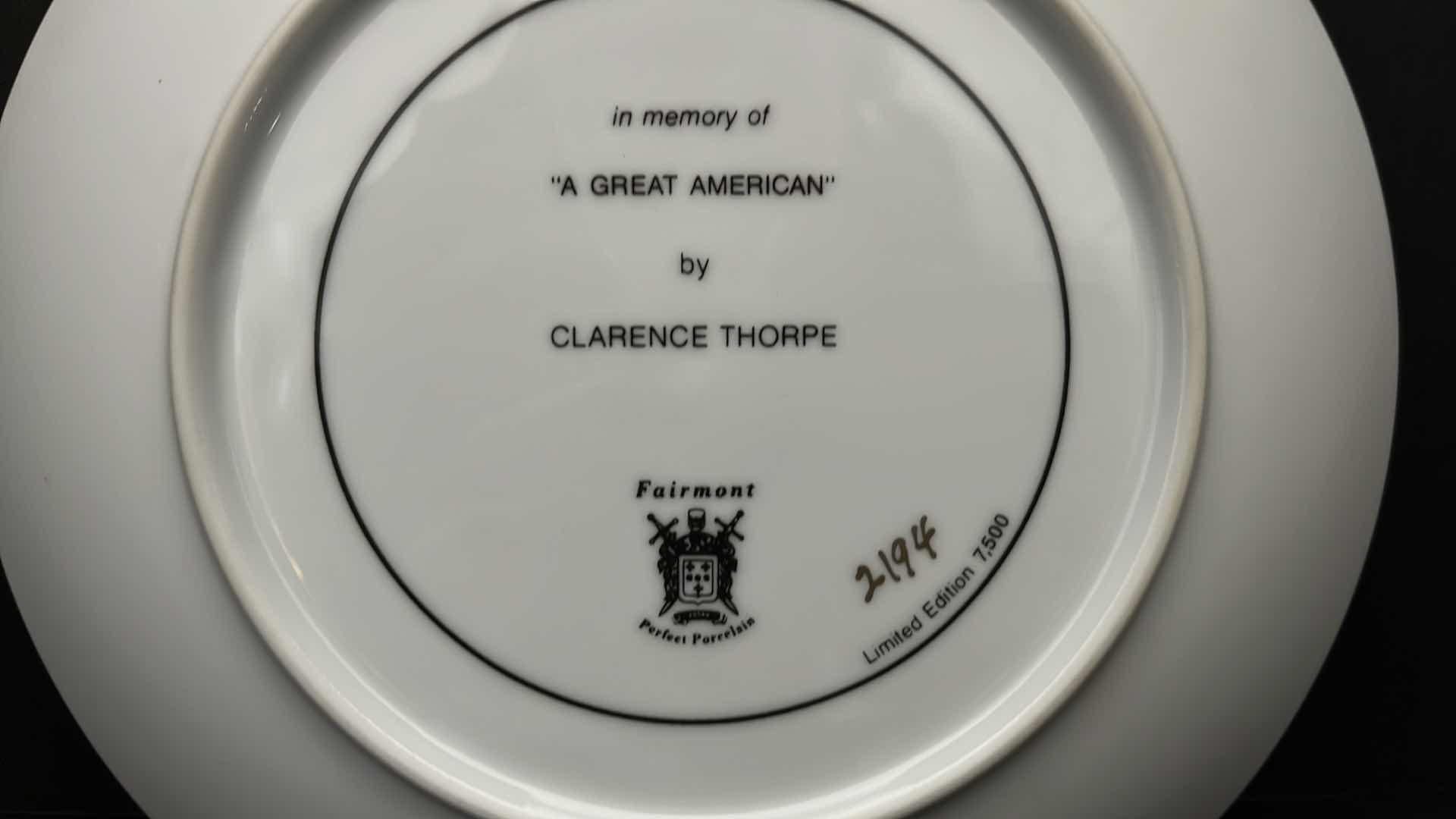 Photo 5 of CLARENCE THORPE COLLECTIBLE LIMITED EDITION PLATE JOHN WAYNE A GREAT AMERICAN 8.5”