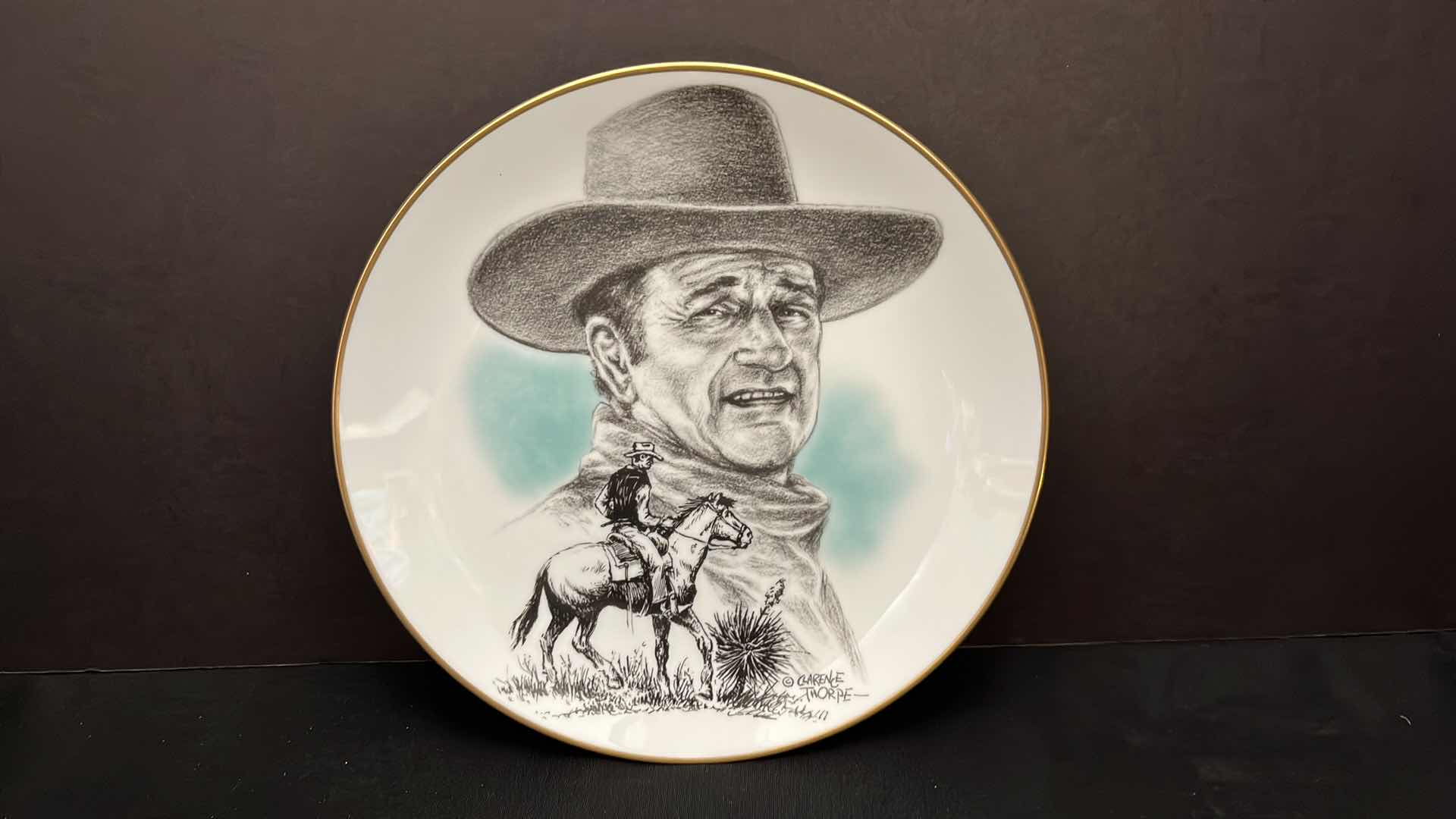 Photo 1 of CLARENCE THORPE COLLECTIBLE LIMITED EDITION PLATE JOHN WAYNE A GREAT AMERICAN 8.5”