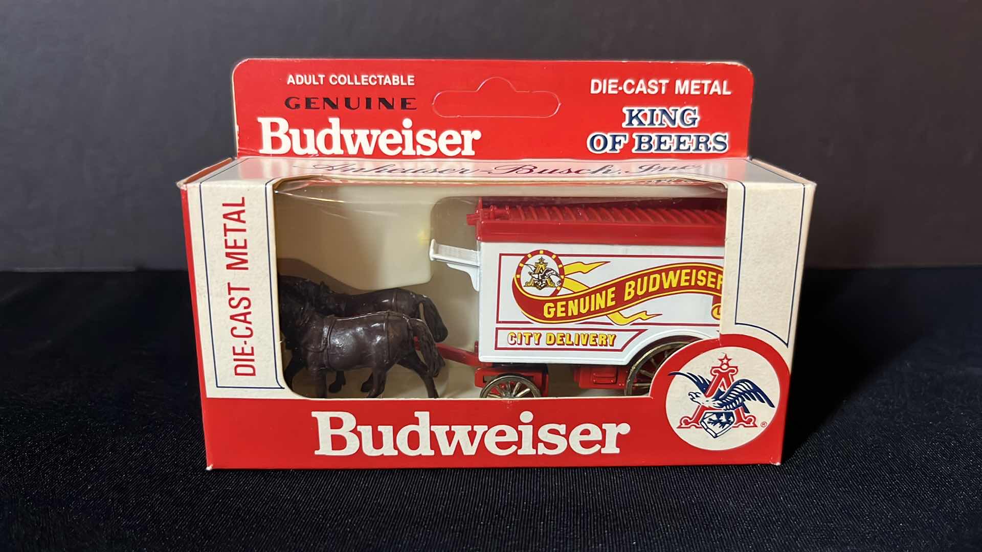Photo 1 of VINTAGE LLEDO BUDWEISER DIE-CAST METAL “DAYS GONE” CITY DELIVERY WAGON & HORSES 1979