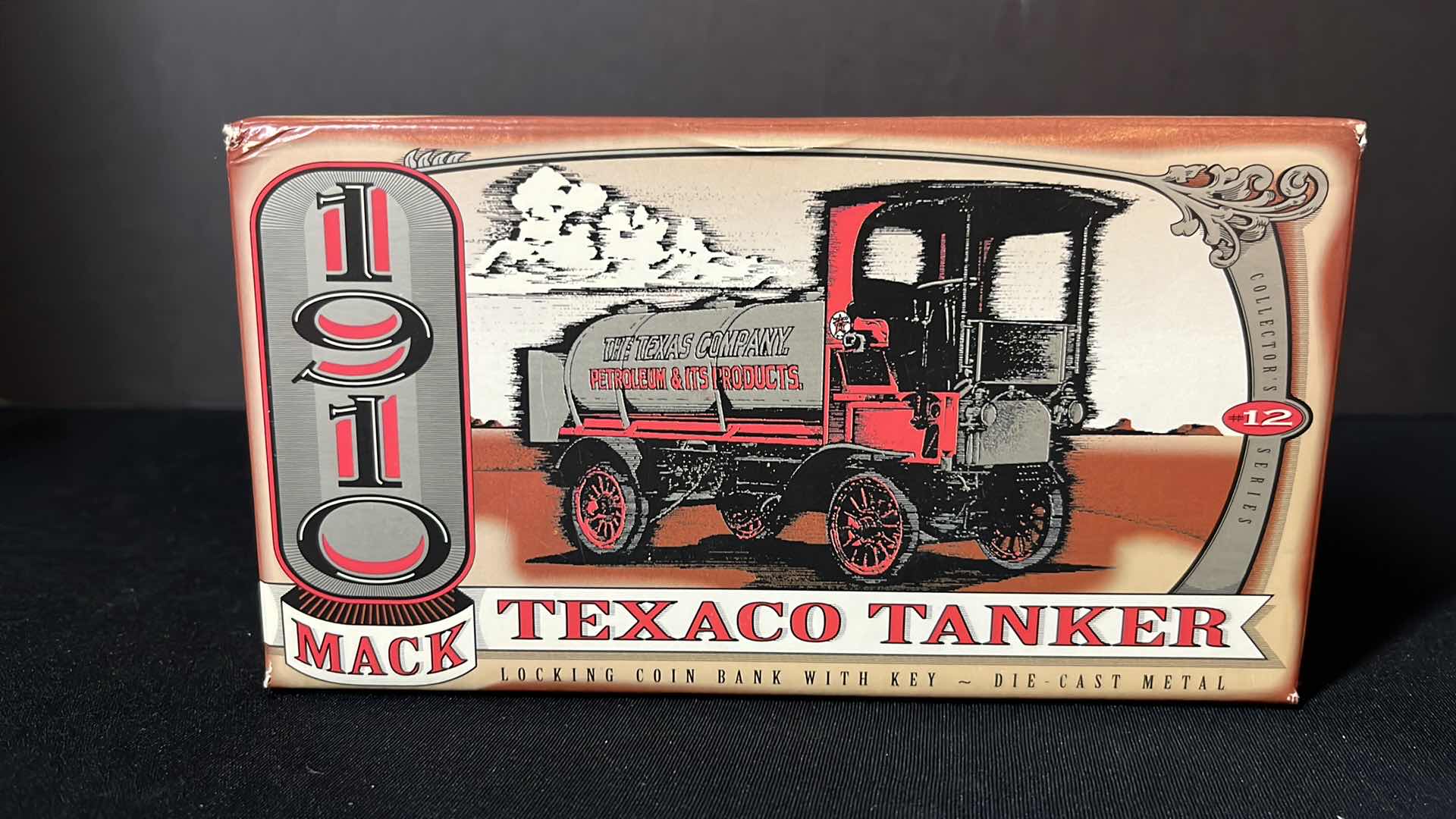 Photo 7 of ERTL DIE-CAST METAL 1910 MACK TEXACO TANKER LOCKING COIN BANK W KEY, COLLECTORS SERIES #12, 1995 (STOCK NO F122)