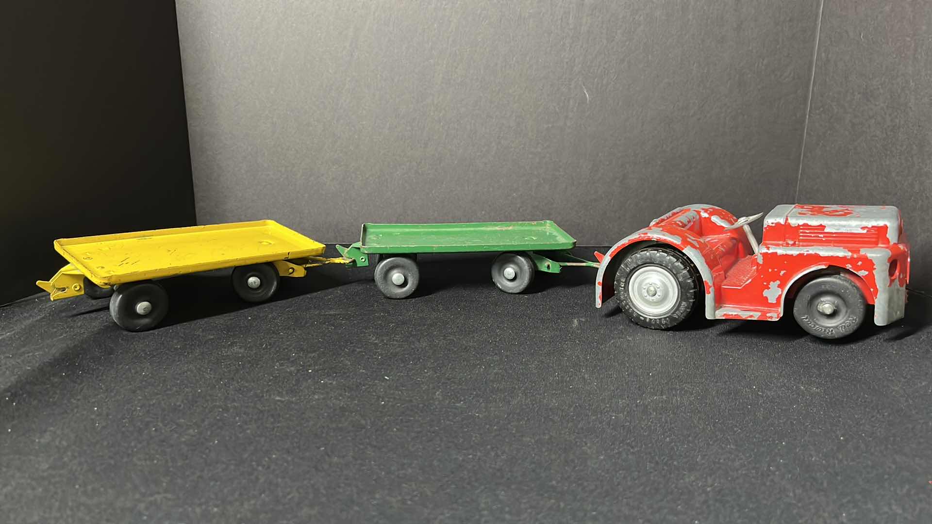 Photo 1 of ROSSMOYNE OHIO MODEL TOYS CLARK AIRPORT TRACTOR AND BAGGAGE TRAILERS, 1954