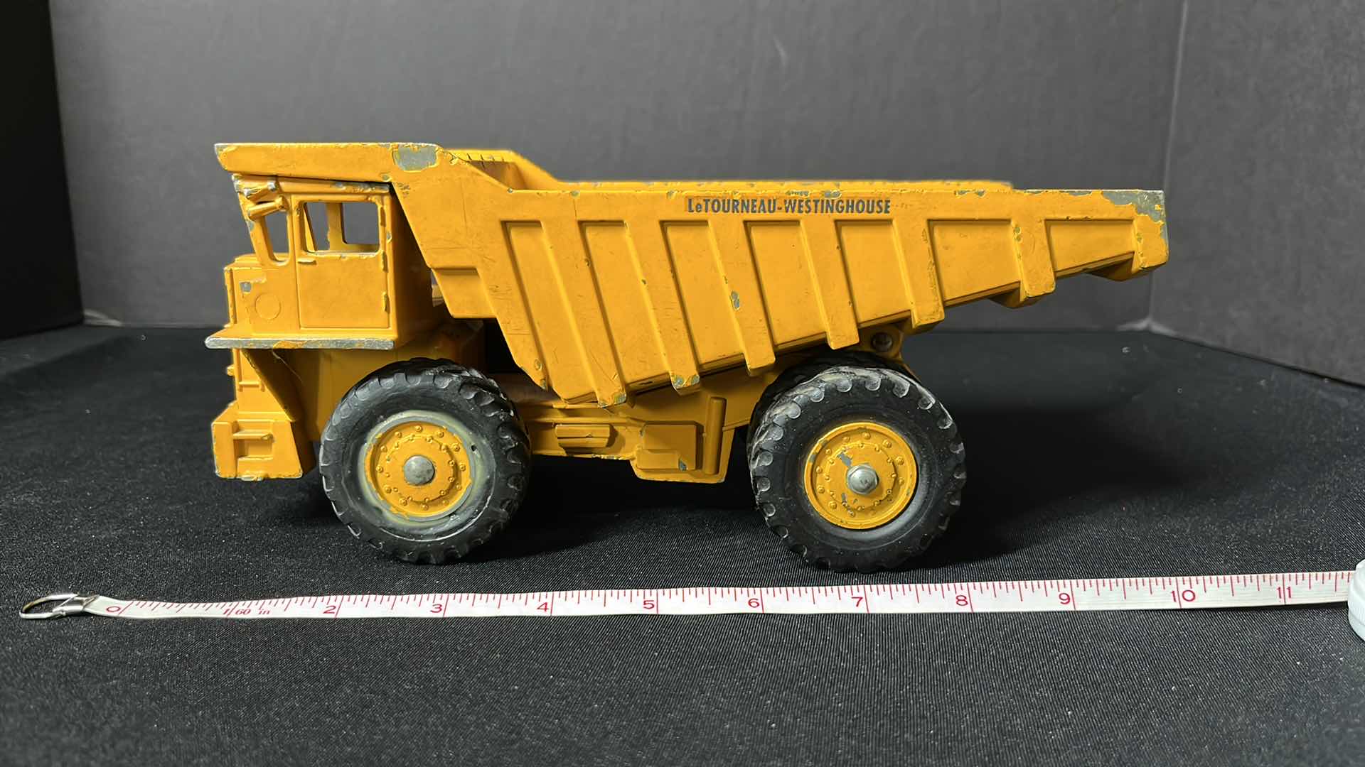 Photo 1 of ERTL COMPANY VINTAGE DIE-CAST METAL WABCO HAULPAK LETOURNEAU WESTINGHOUSE DUMP TRUCK TOY, CIRCA 1960’S, 4.75” X 10.25” H4.25”