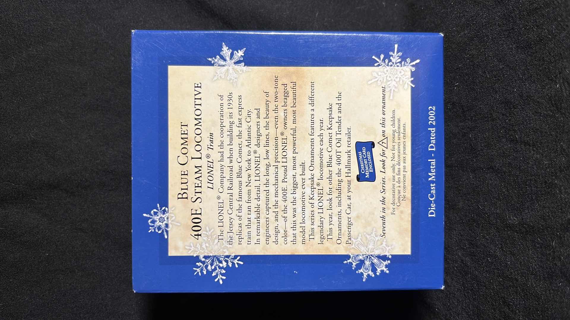 Photo 3 of HALLMARK LIONEL TRAIN DIE-CAST METAL KEEPSAKE ORNAMENTS BLUE COMET 400E STEAM LOCOMOTIVE 2002 (#QX8166) & 4449 DAYLIGHT STEAM LOCOMOTIVE 2003 (#QX8087)