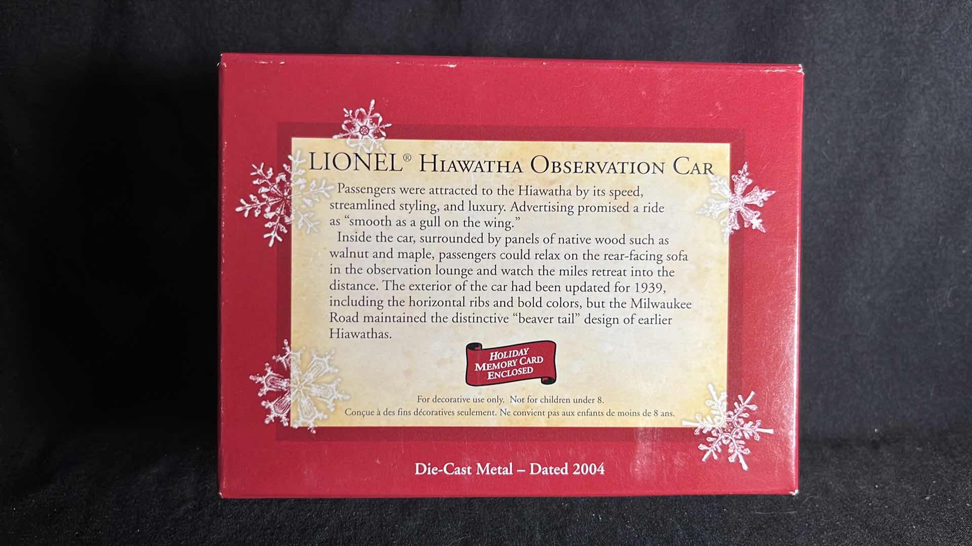 Photo 6 of HALLMARK LIONEL TRAIN DIE-CAST METAL KEEPSAKE ORNAMENTS HIAWATHA TENDER 2004 (QXI4101) & HIAWATHA OBSERVATION CAR 2004 (QXI4104)