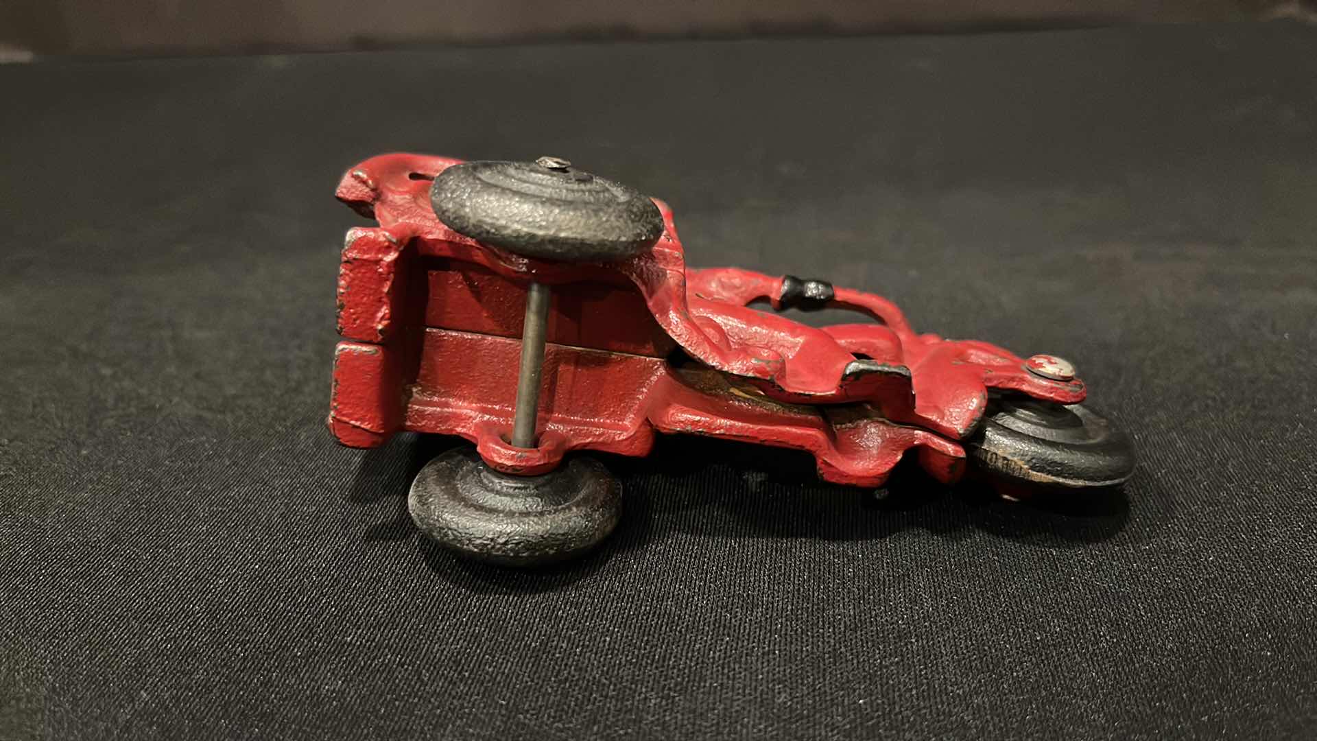 Photo 5 of ANTIQUE 1930’S HUBLEY CAST IRON TOY, 3-WHEEL CRASH CAR MOTORCYCLE